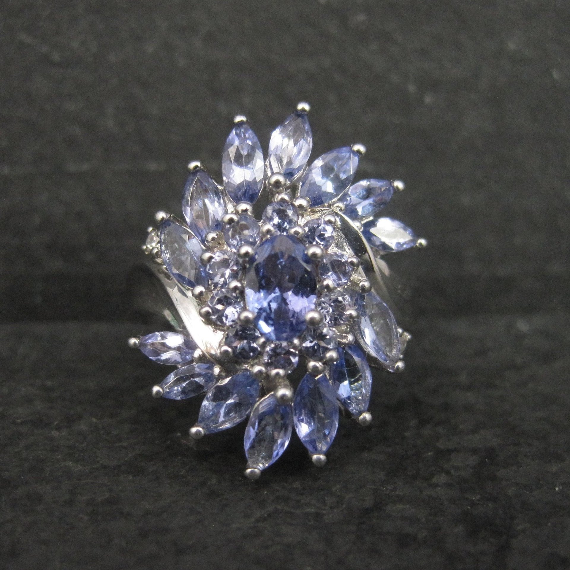 Sterling Purple Cubic Zirconia Cluster Ring Size 8