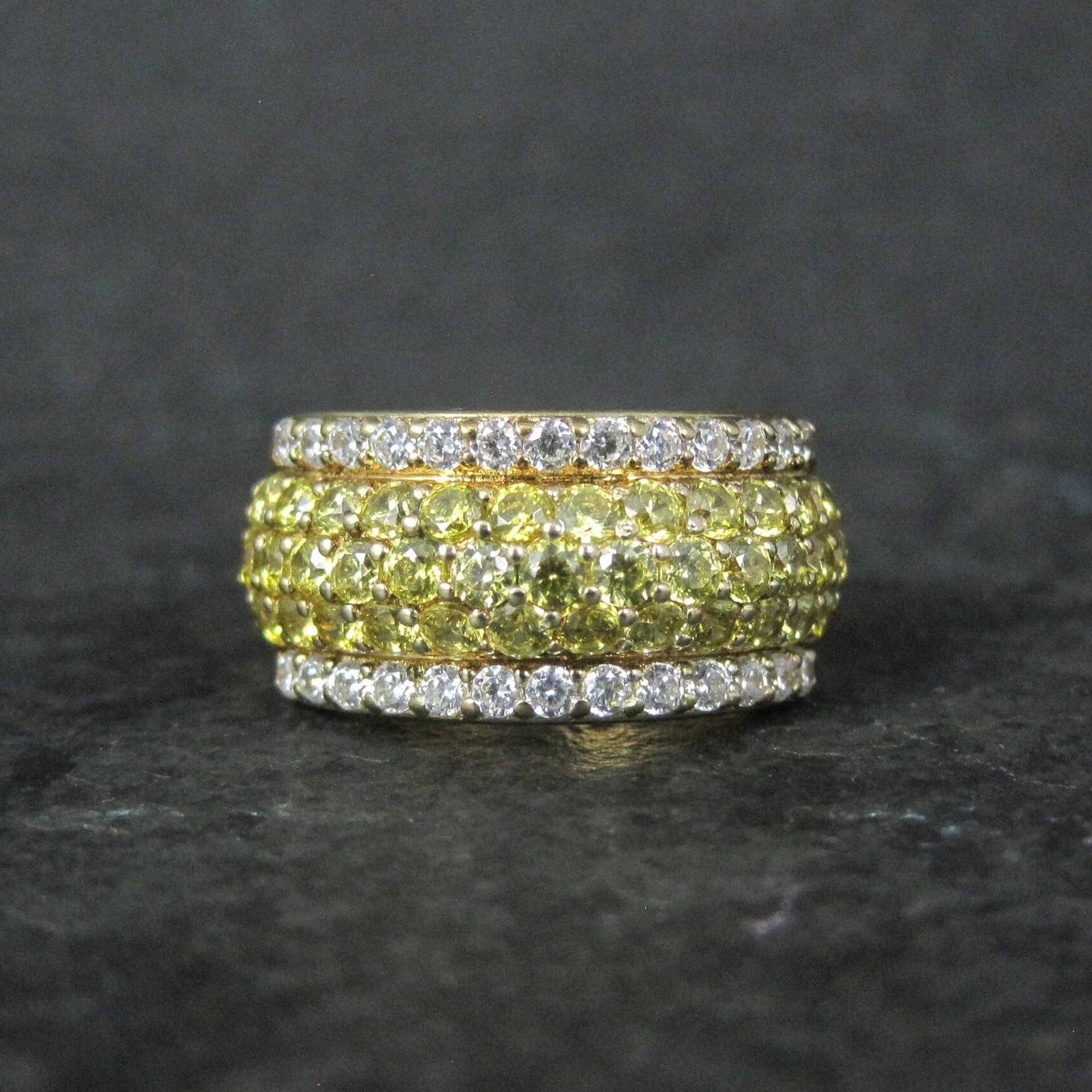 Vermeil Sterling Yellow White Cz Ring Size 8