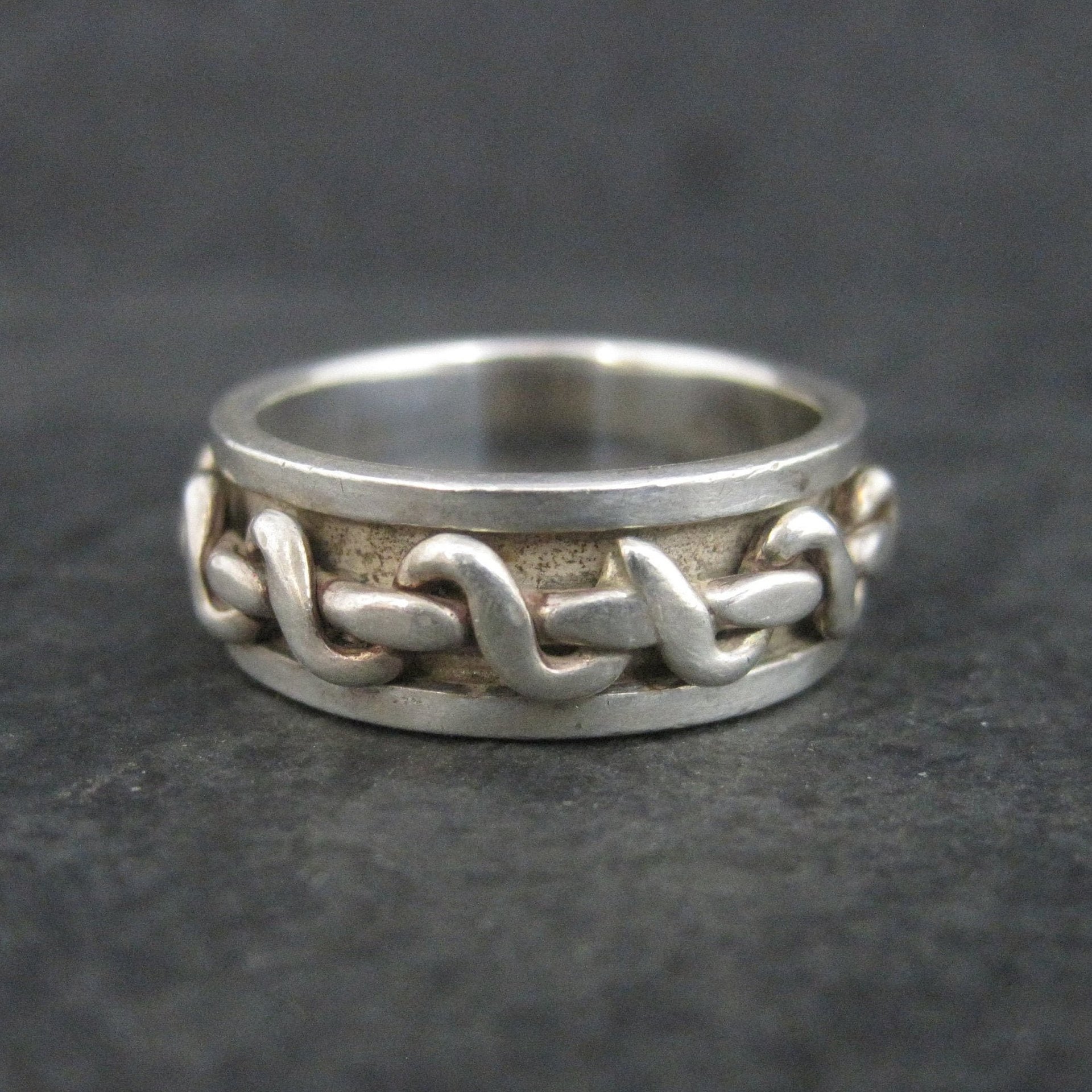 Vintage Sterling Worry Spinner Band Ring Size 9.5