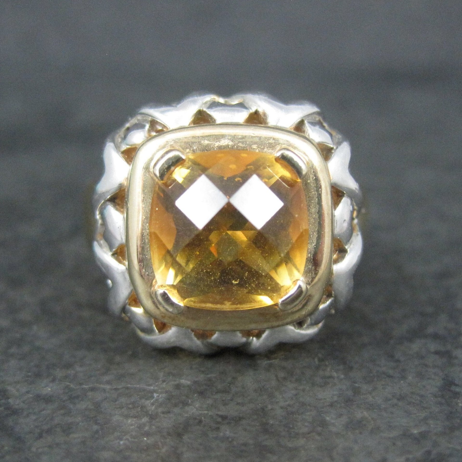 Vintage Vermeil Sterling Citrine Ring Size 8