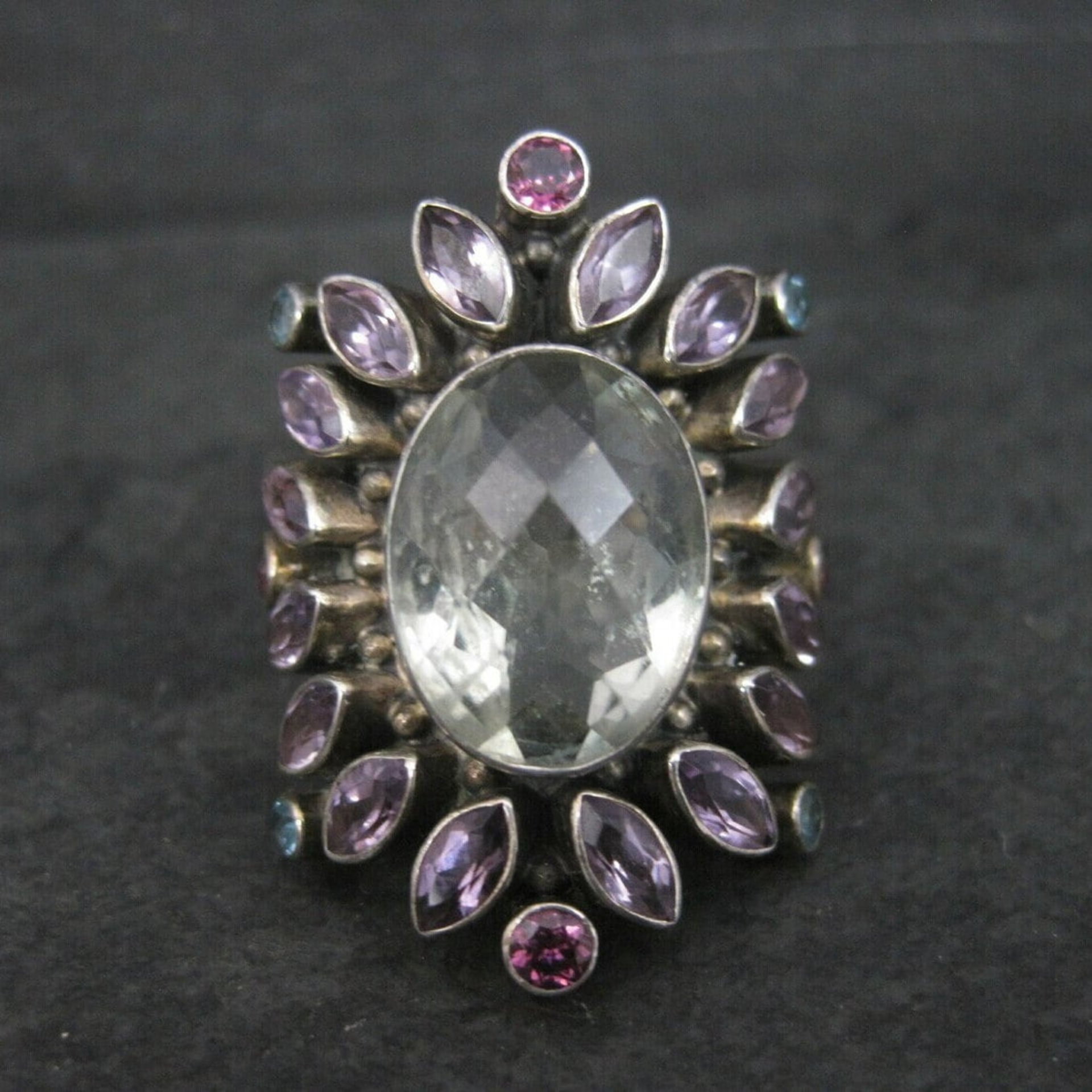 Large Nicky Butler Sterling Ring Amethyst Prasiolite Size 8 Limited Edition