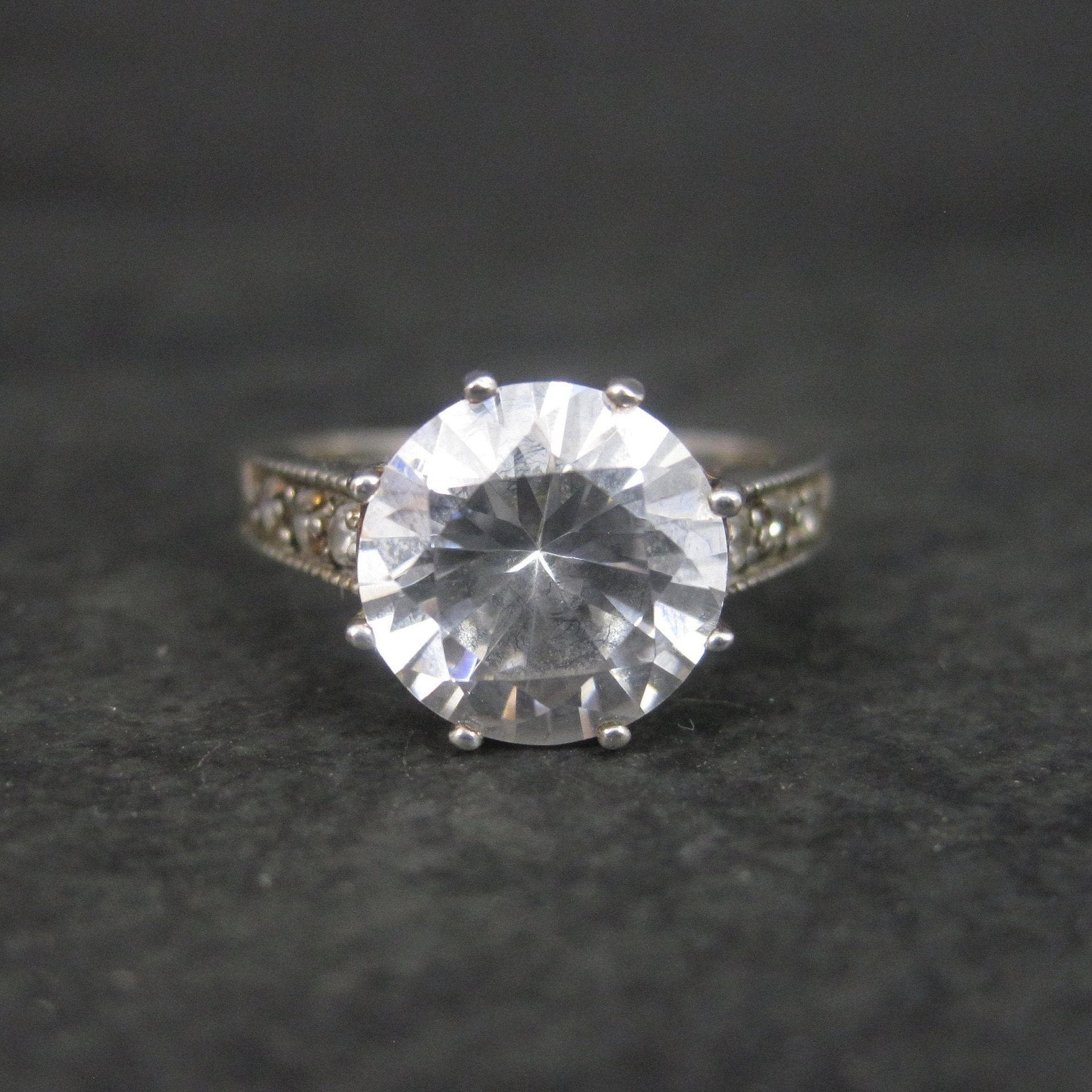 90s Sterling Cubic Zirconia Engagement Style Ring Size 7