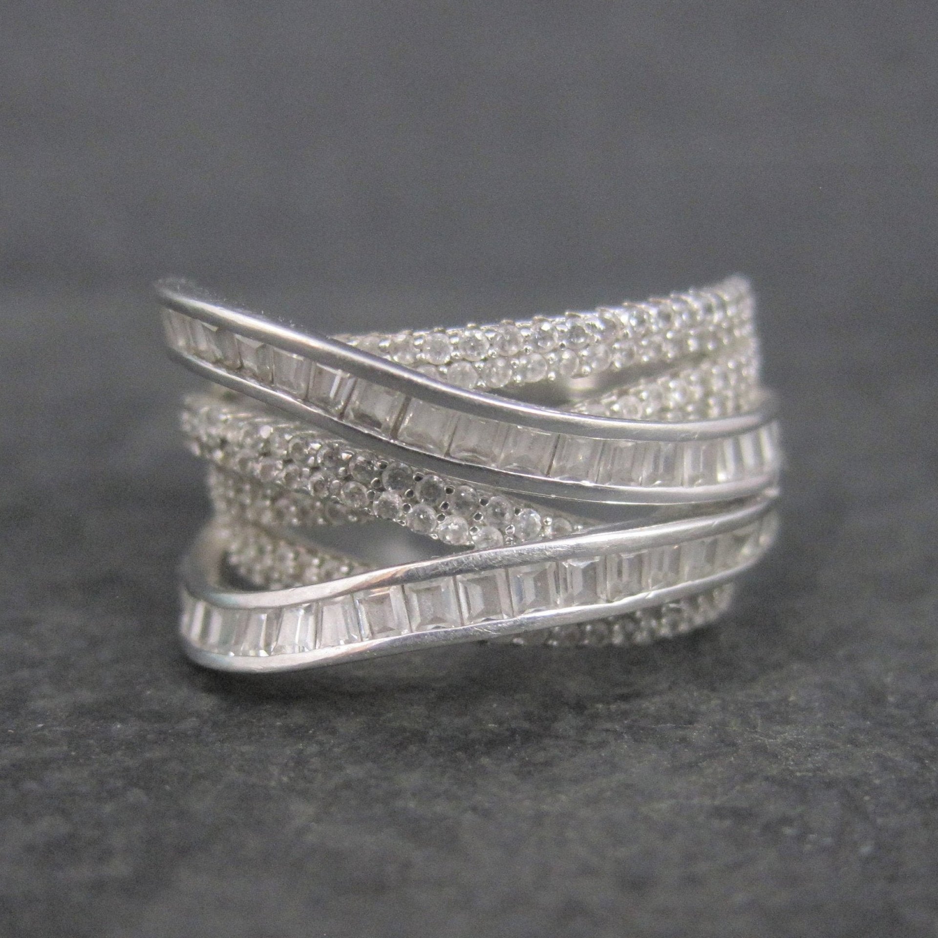 Vintage Sterling Cz Cocktail Ring Size 7 QVC