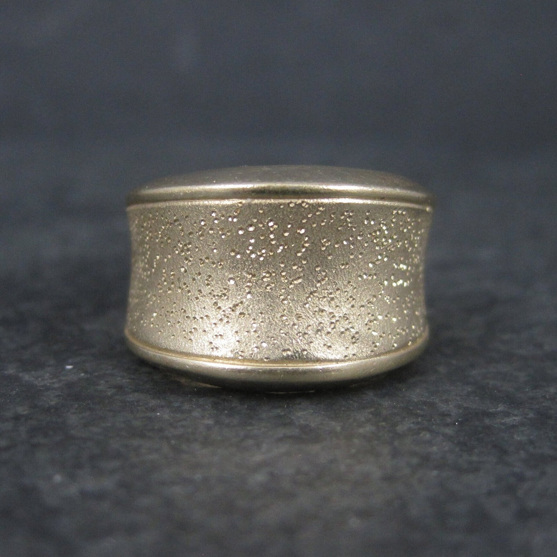 Wide Vintage 18K Vermeil Sterling Textured Ring Charles Garnier Size 7