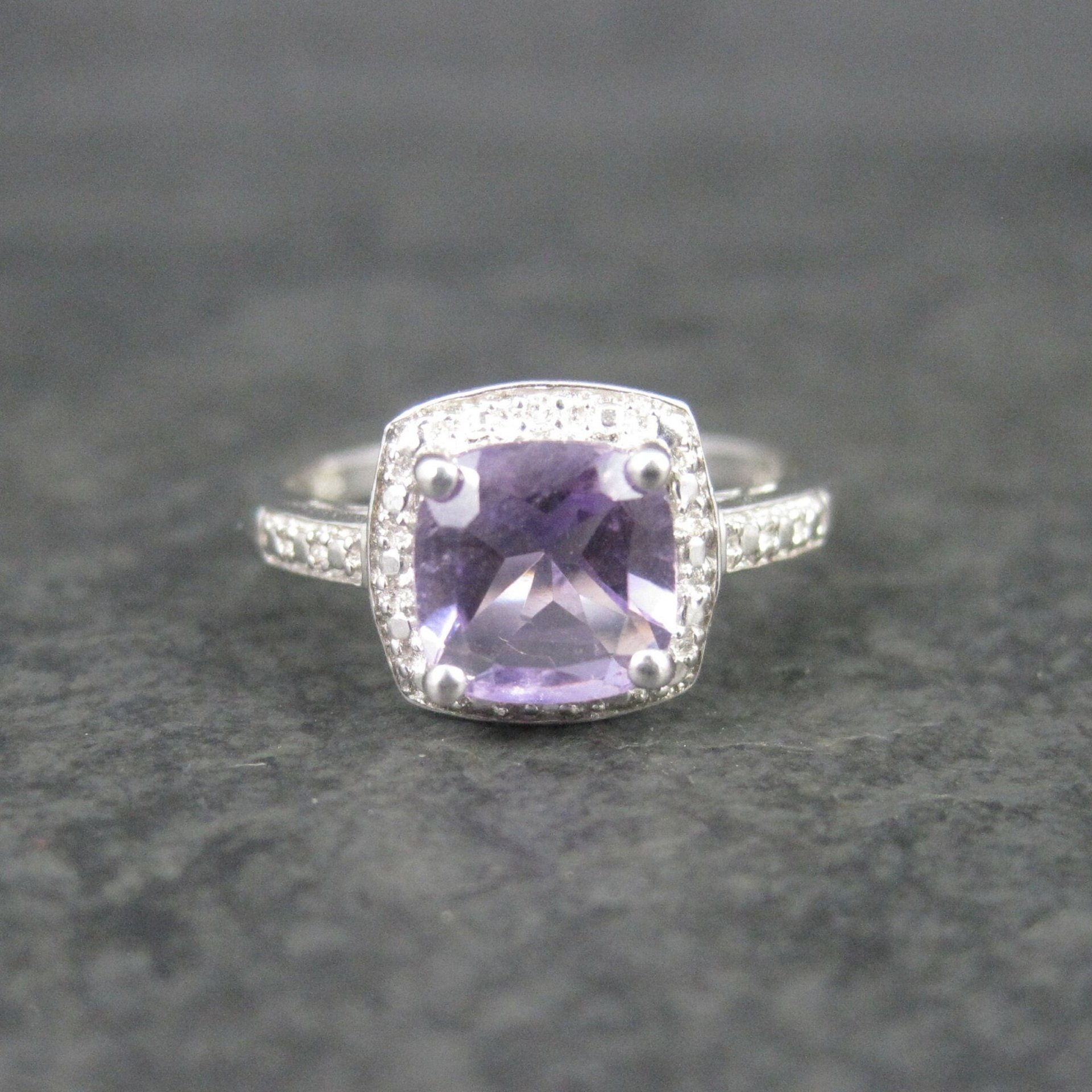Vintage Sterling Amethyst Ring Size 7