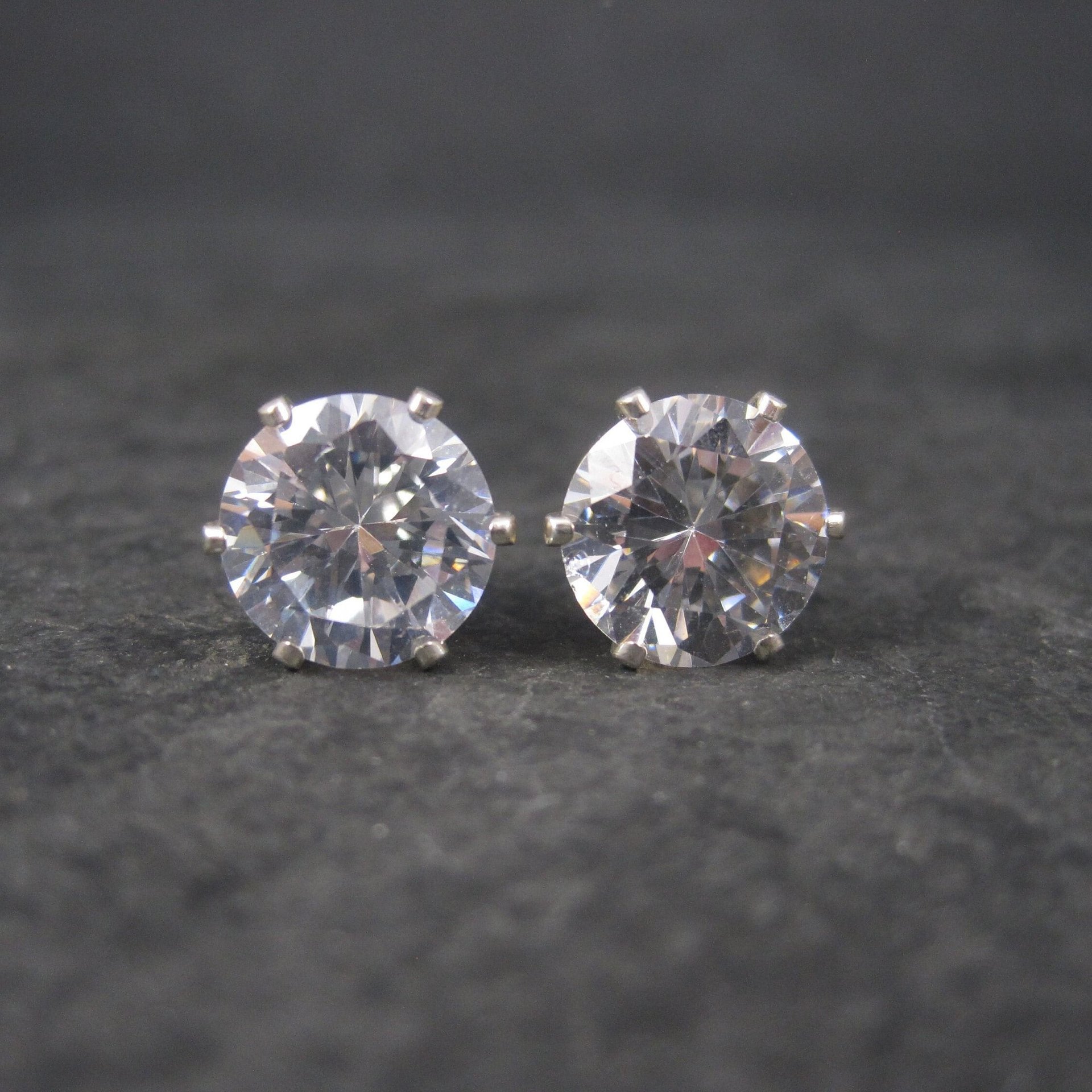 April Birthstone Sterling Stud Earrings 10mm