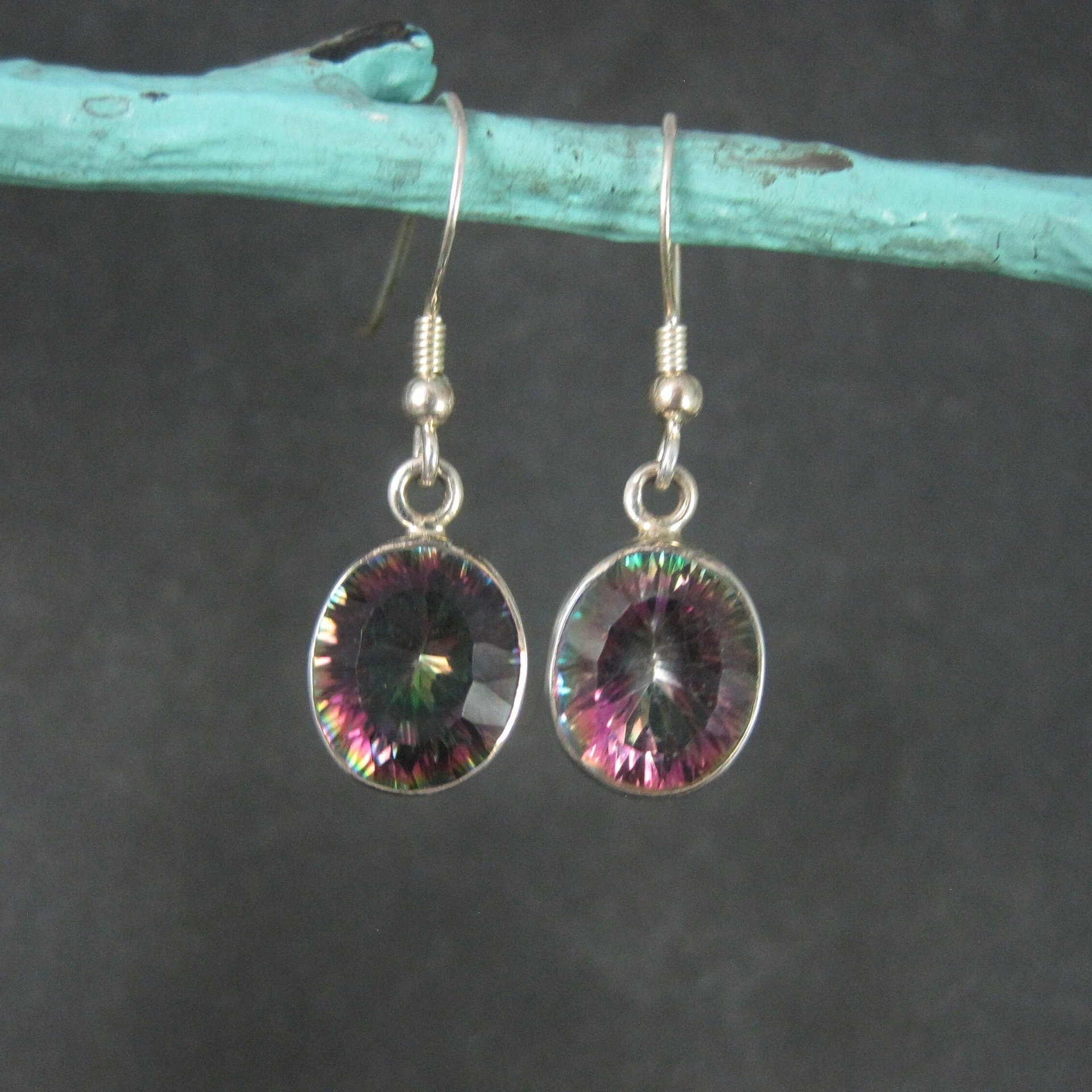 Estate Sterling Mystic Topaz Earrings