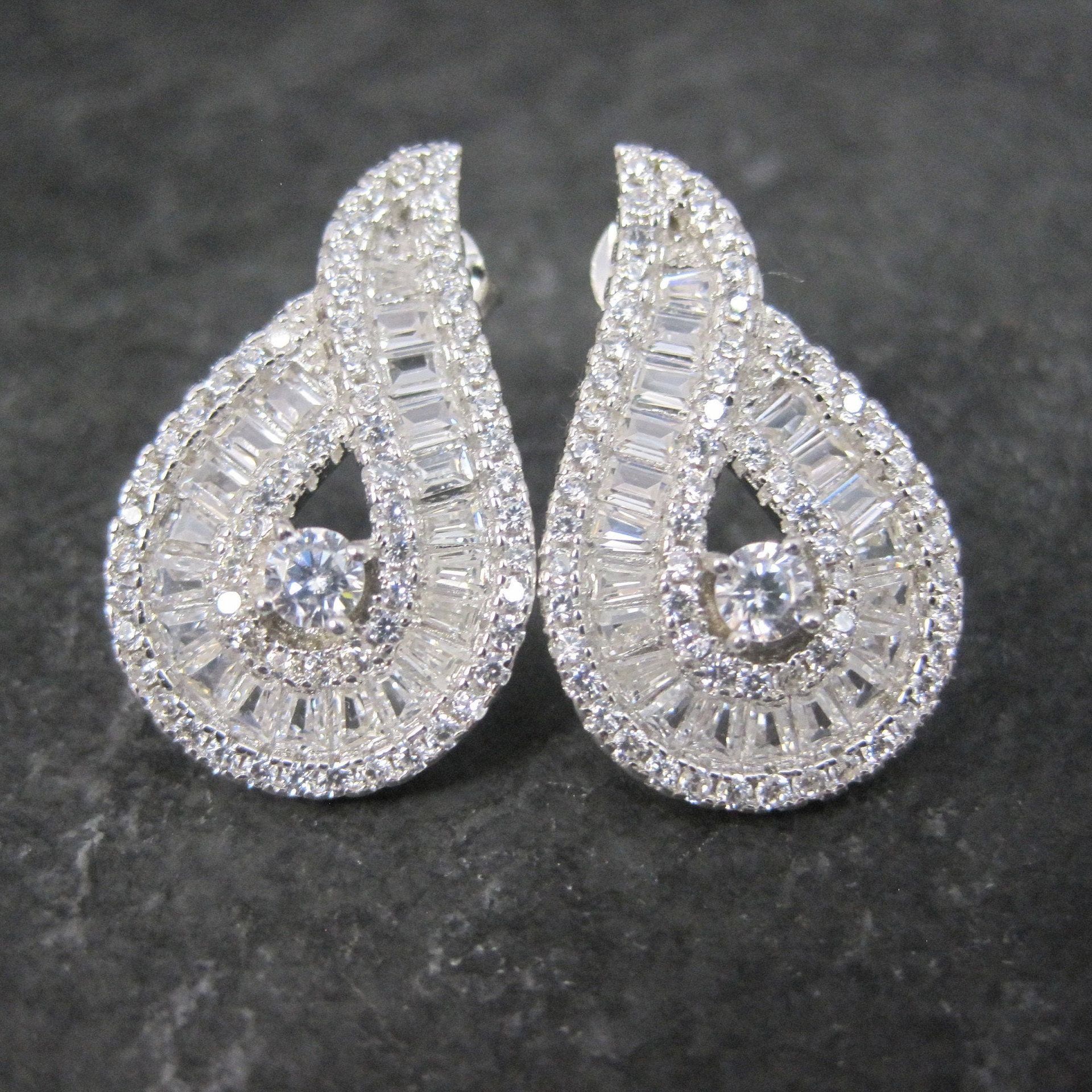 Fancy Vintage Sterling Cz Earrings