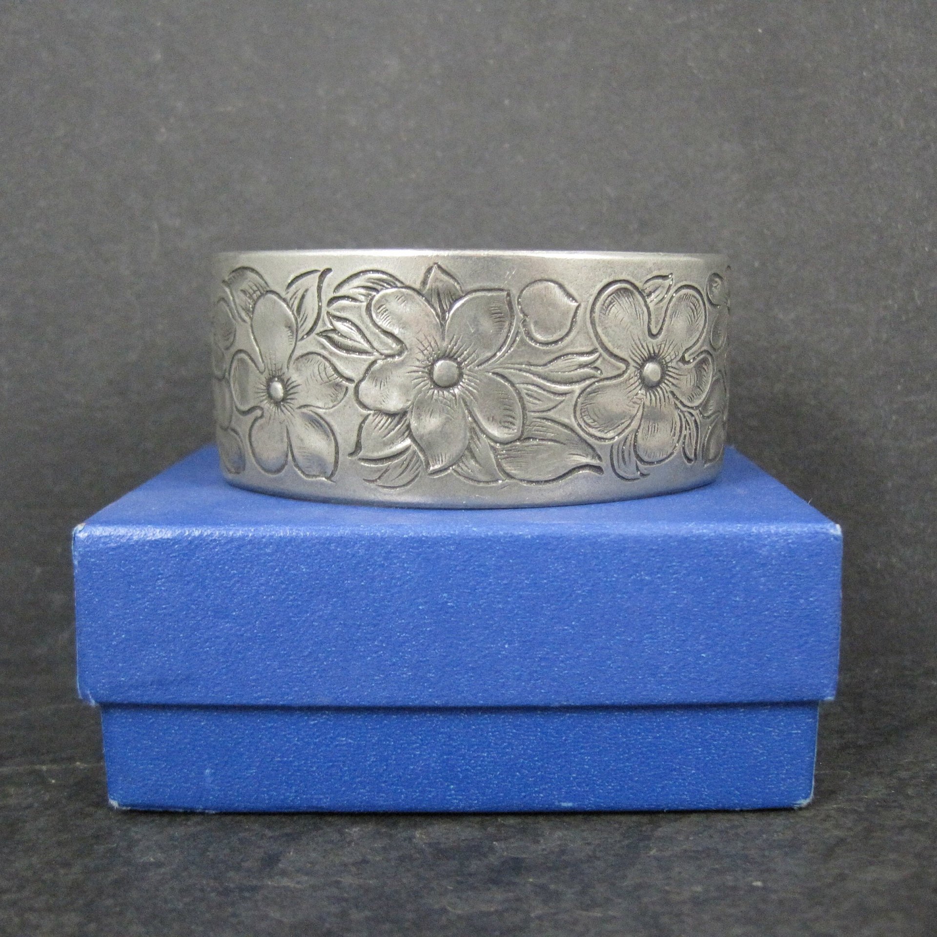 February Flower Birthday Cuff Bracelet Salisbury Pewter 6.5 Inches