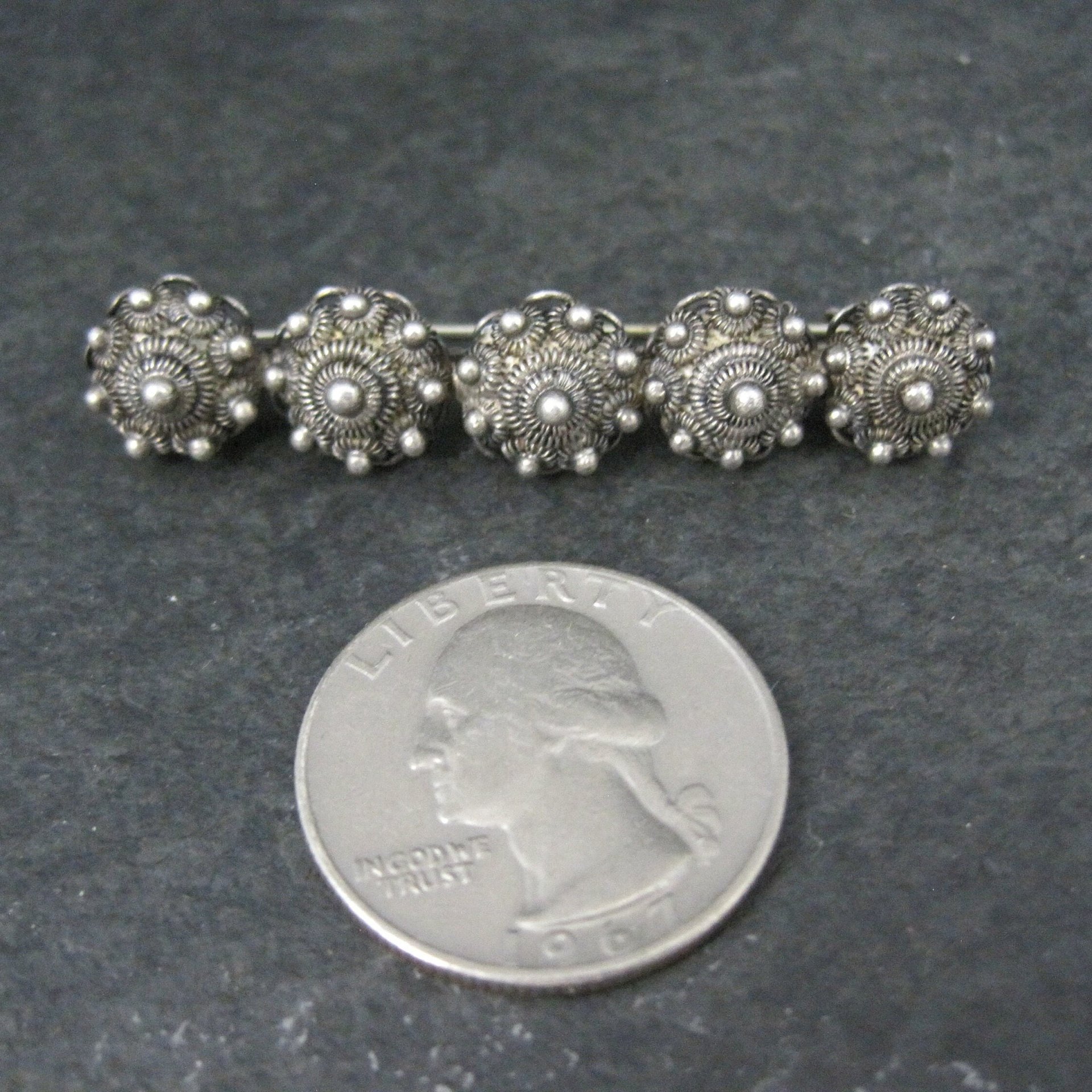 Vintage Sterling Cannetille Brooch