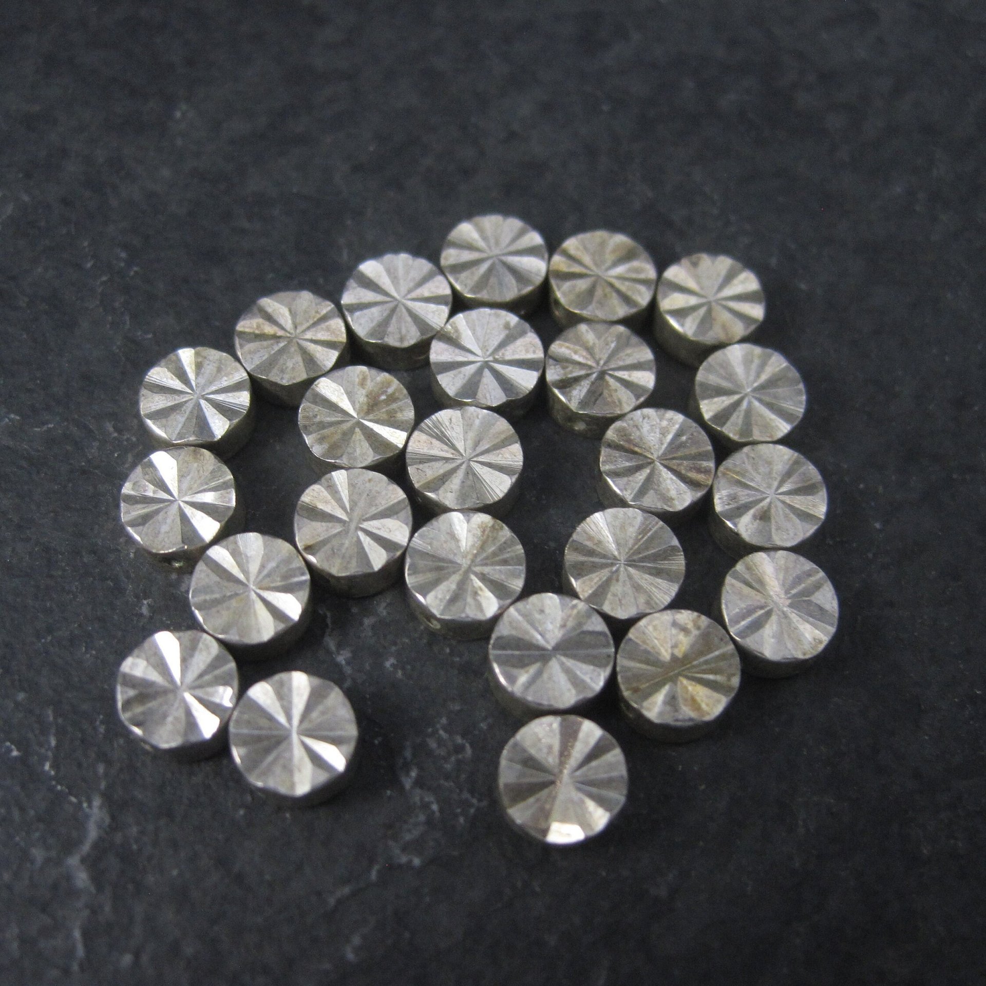 Destash Lot of 6mm Silver Plated Diamond Cut Disk Beads