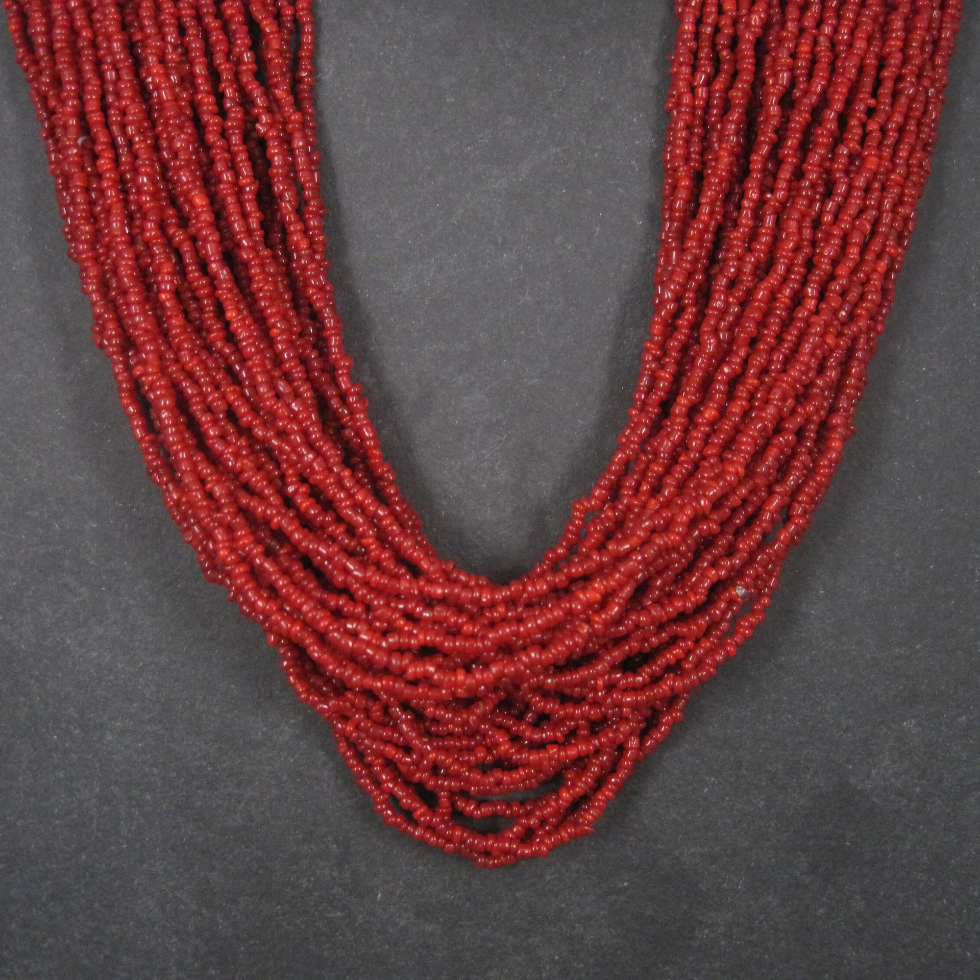 Southwestern Vintage 40 Strand Coral Bead Necklace 20.5 Inches