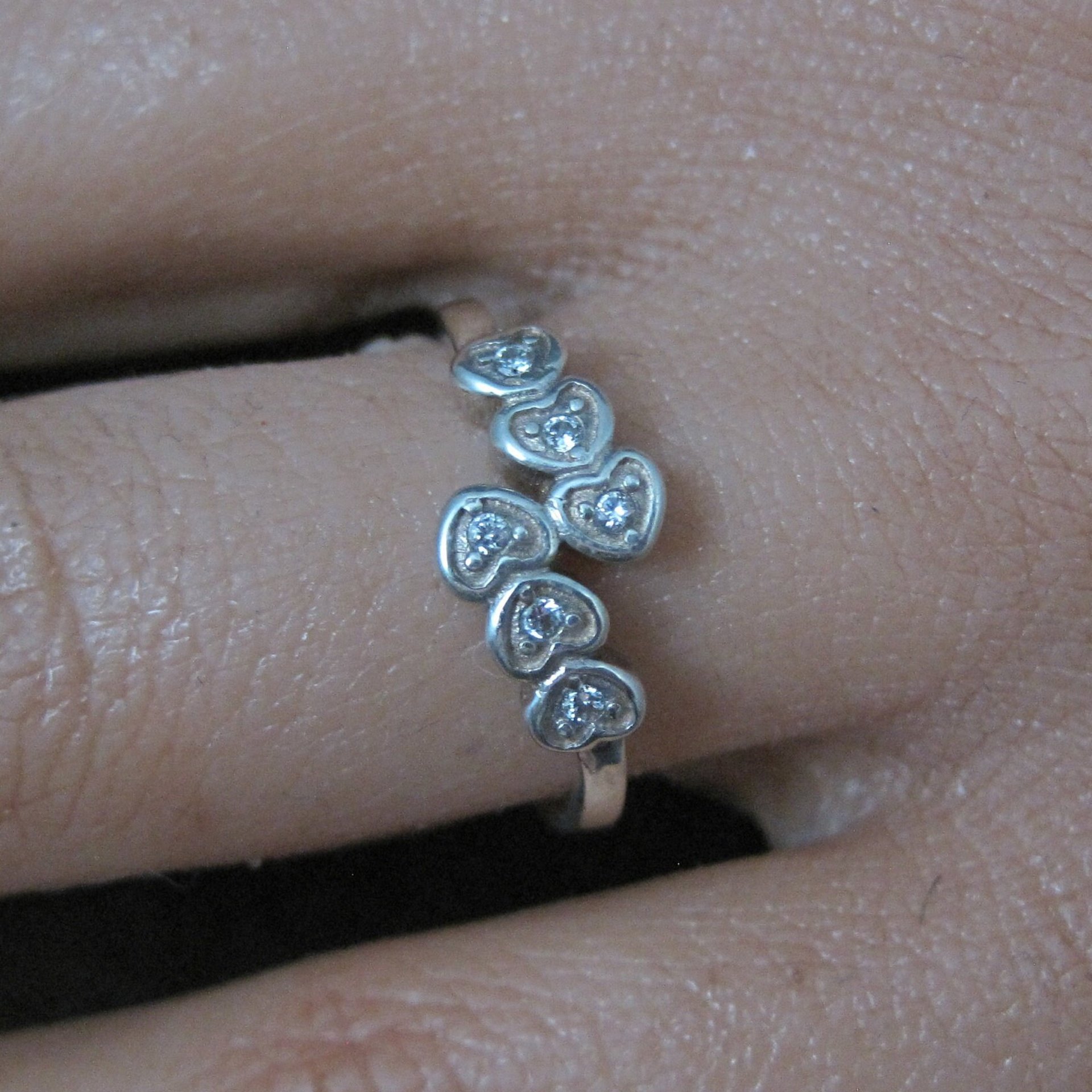 Dainty Sterling Silver Heart Ring Italian Silver Crossover New Old Stock
