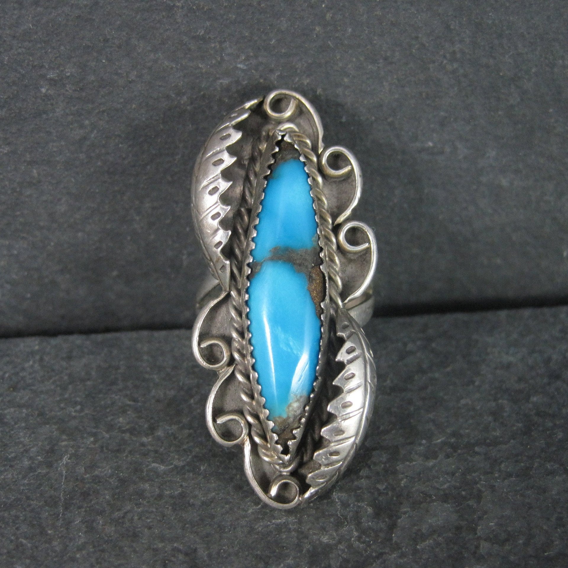 Large Vintage Navajo Turquoise Ring Size 8 Abel Toledo