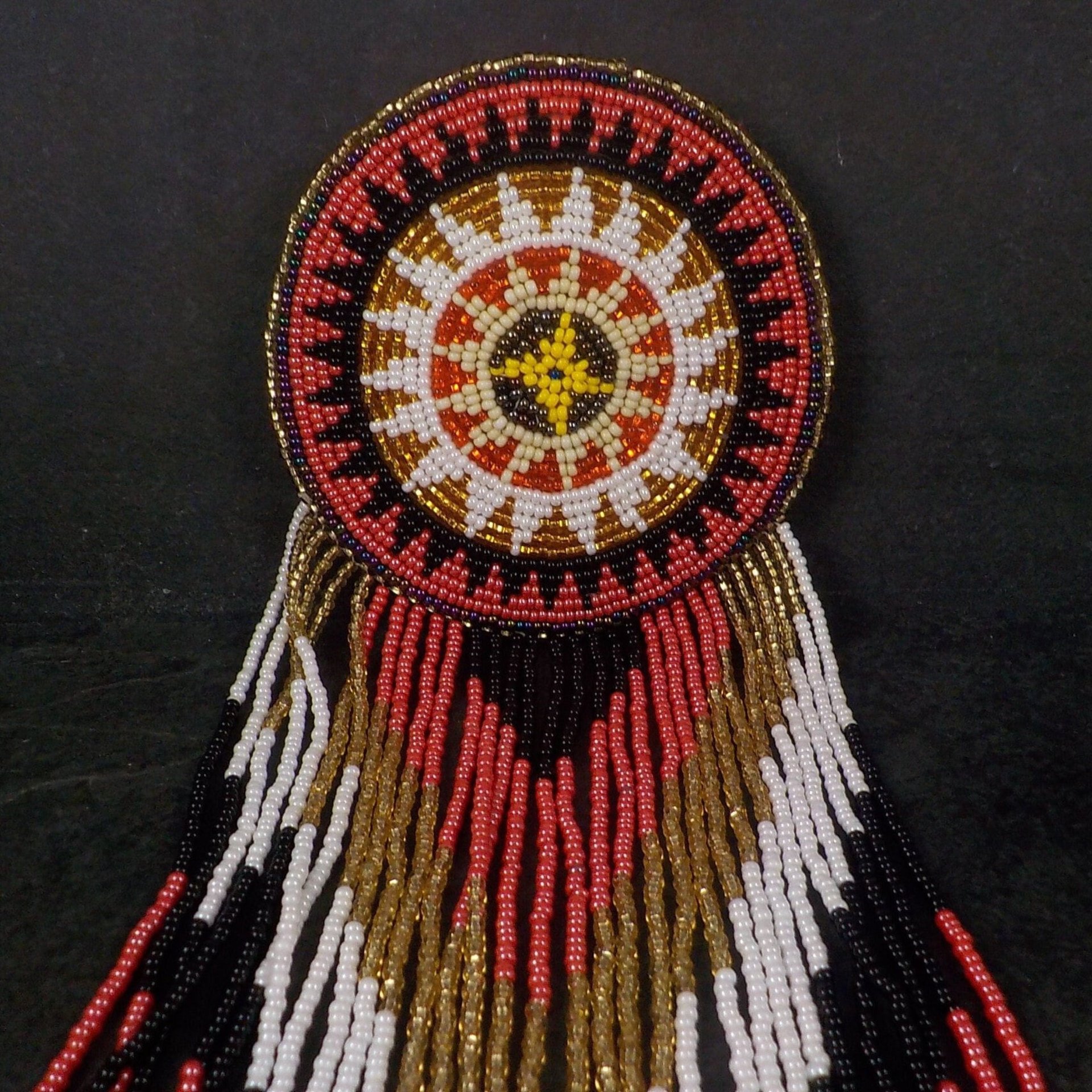 Huge Southwestern 13" Beaded Rosette Hair Clip Barrette Regalia