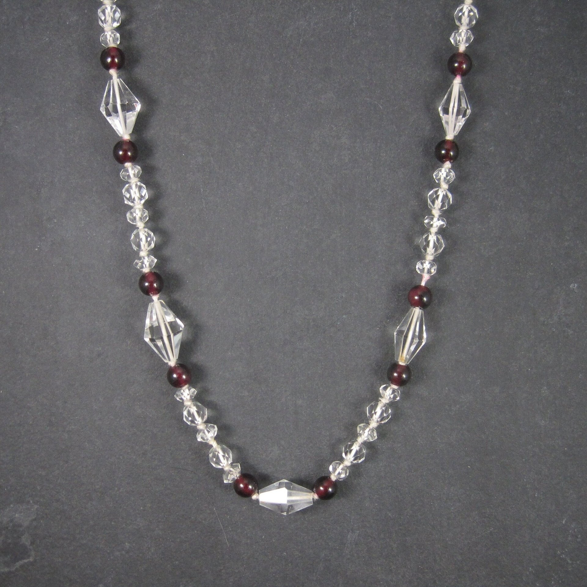 Vintage 14K Garnet Crystal Necklace 33 Inches