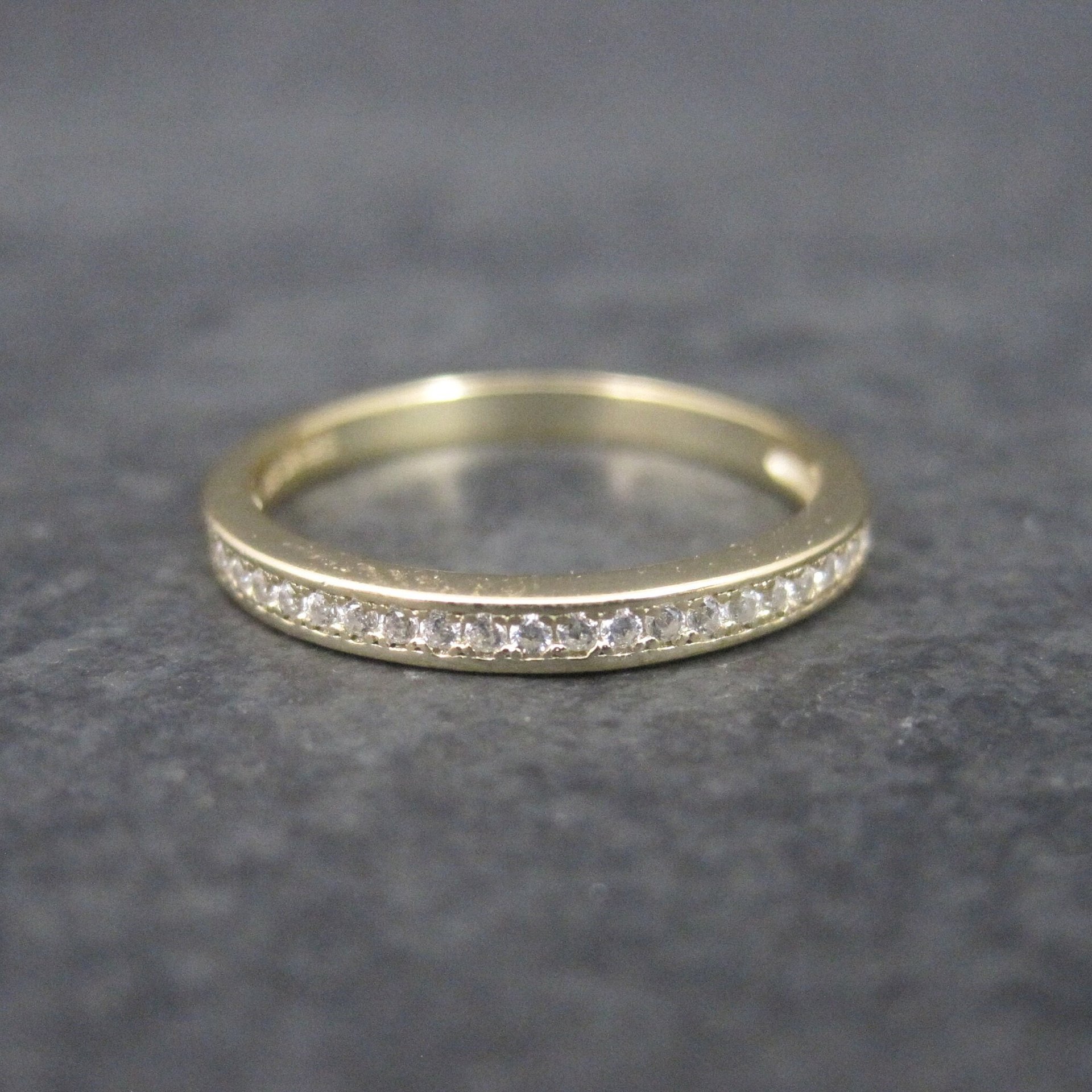 Gold Vermeil Sterling Cz Band Ring Size 6