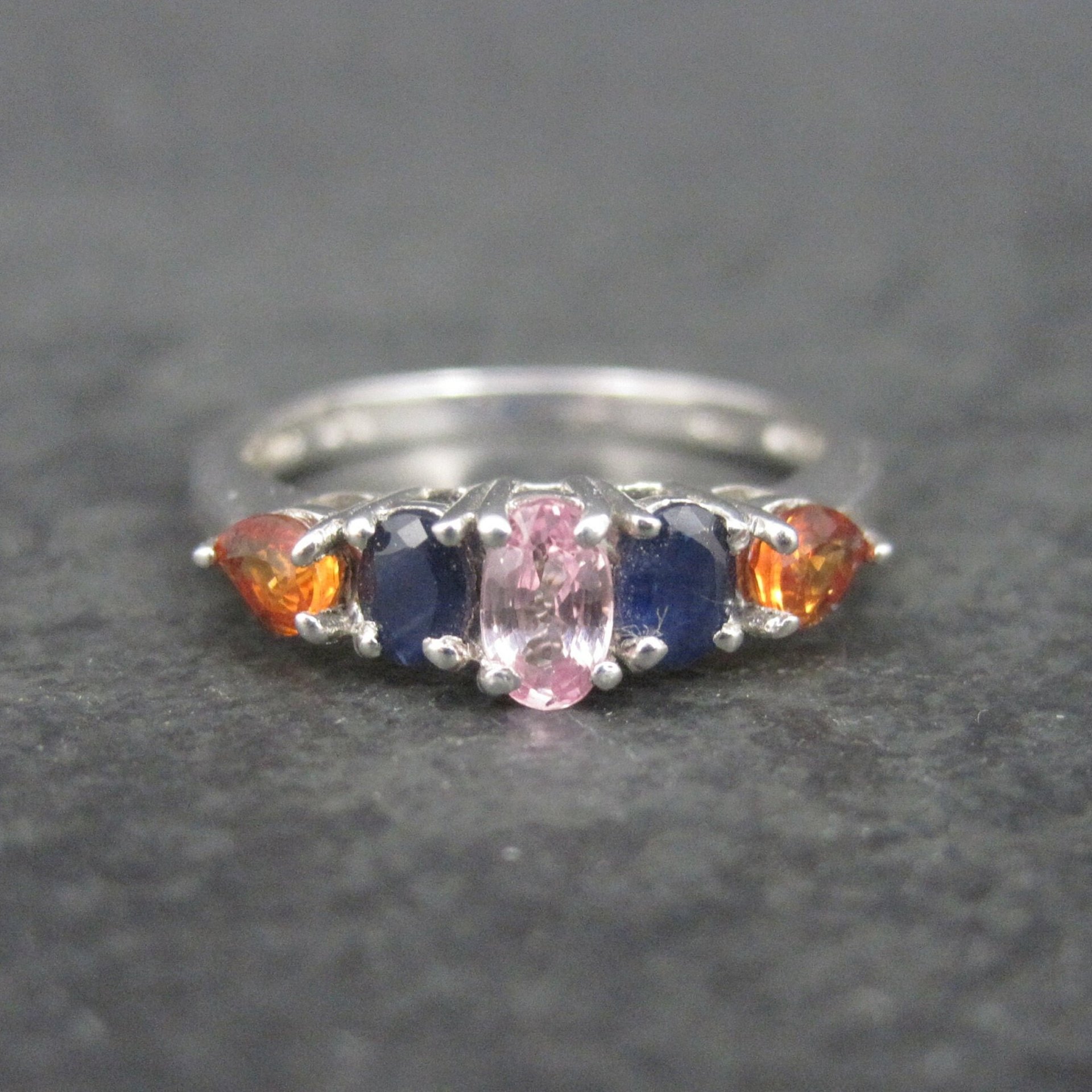 Vintage Sterling Blue Pink Orange Sapphire Ring Size 7 Chuck Clemency