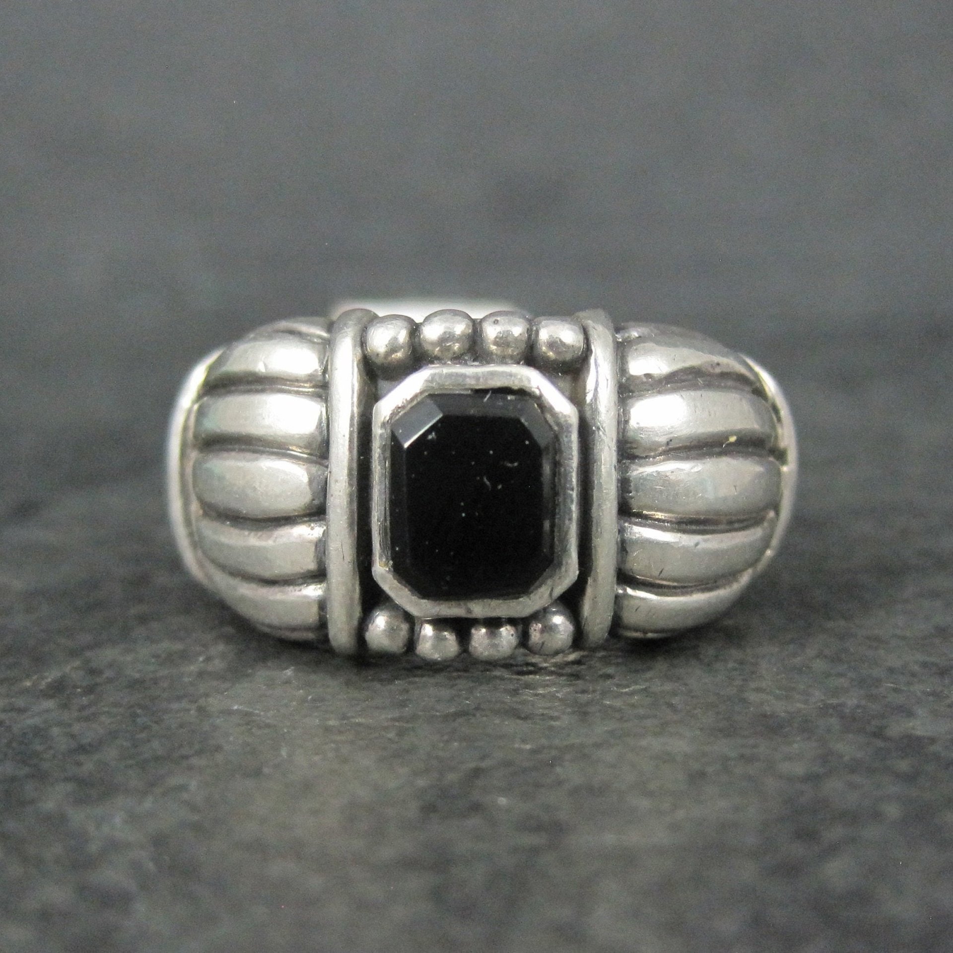 Vintage Gothic Sterling Onyx Ring New Old Stock Multiple Sizes Available