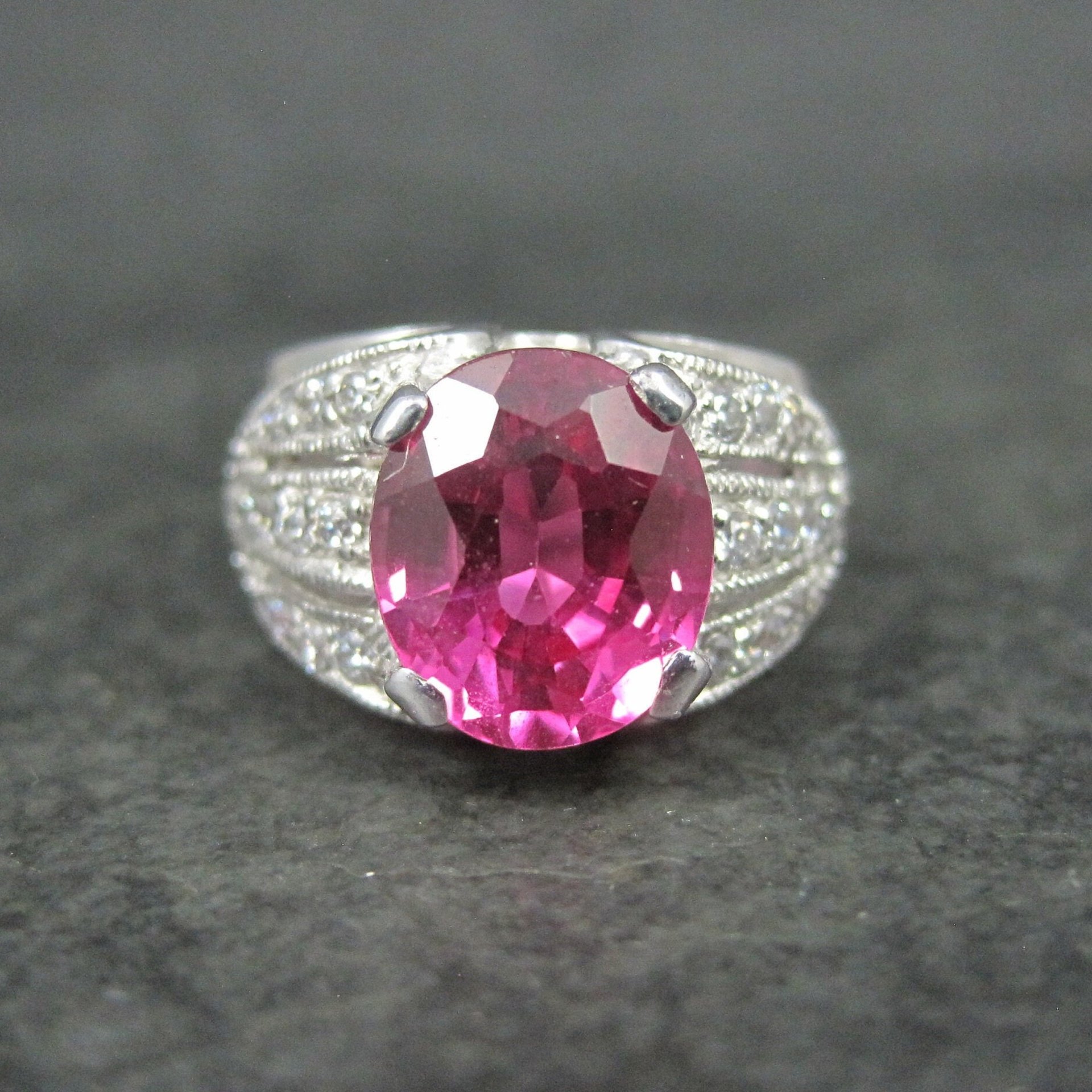 Estate Sterling Pink Sapphire Ring Size 6.5