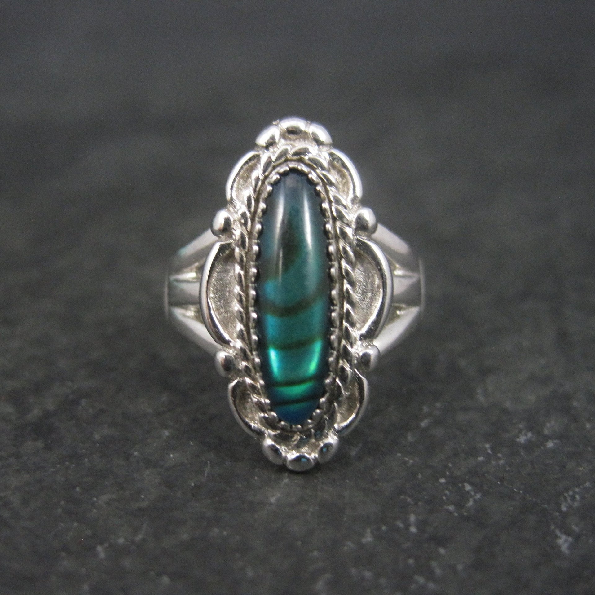 Vintage Southwestern Paua Shell Ring Size 5