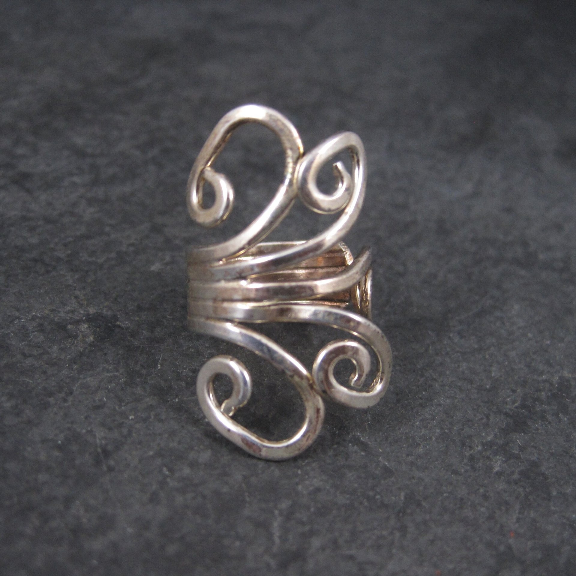 Vintage 80s Modernist Sterling Swirl Ring Size 5.5
