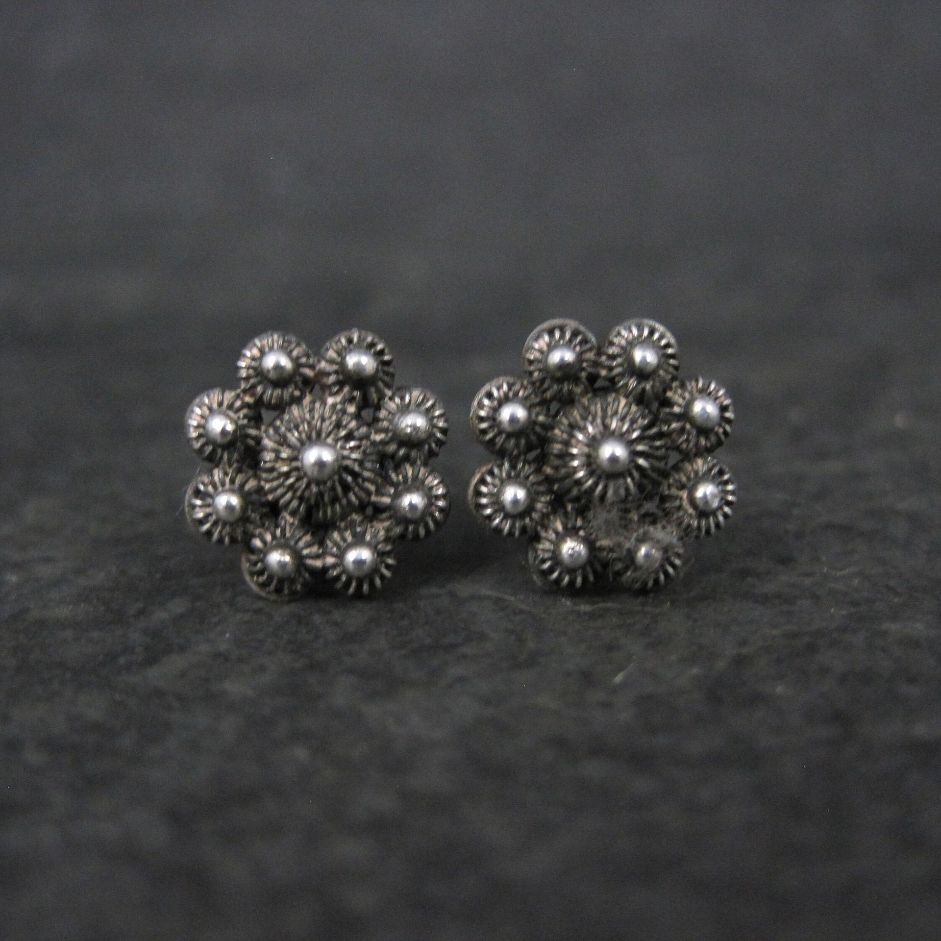Vintage Sterling Etruscan Stud Earrings 10mm