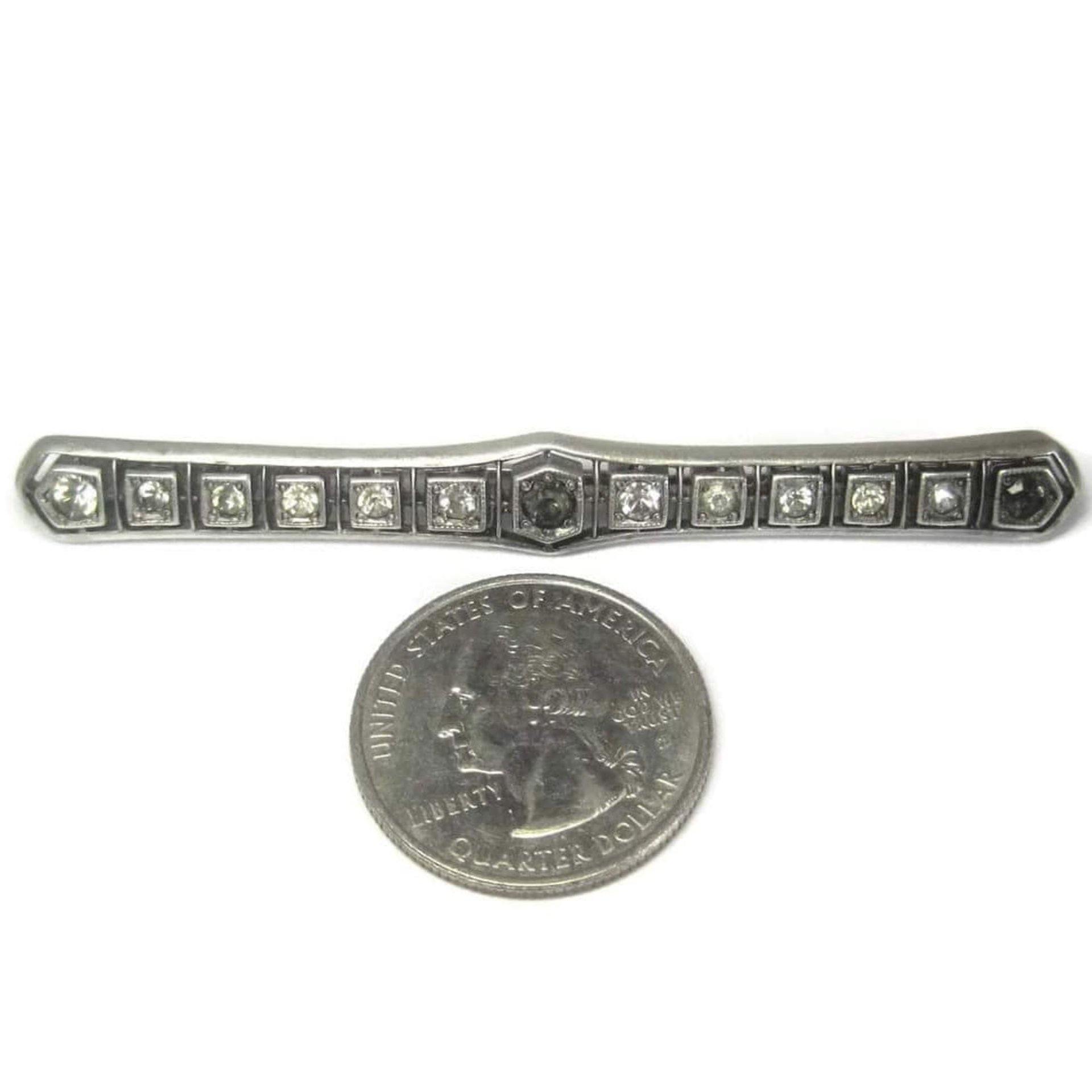 Vintage Crystal Sterling Bar Brooch Pin Henry Fishel