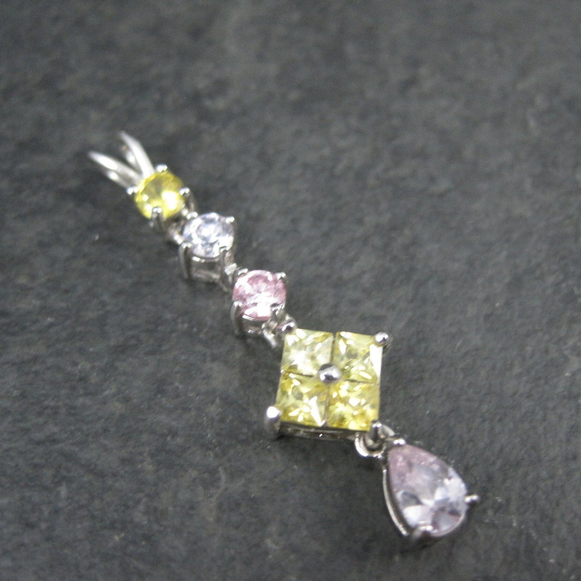 Estate Sterling Pastel Cz Pendant