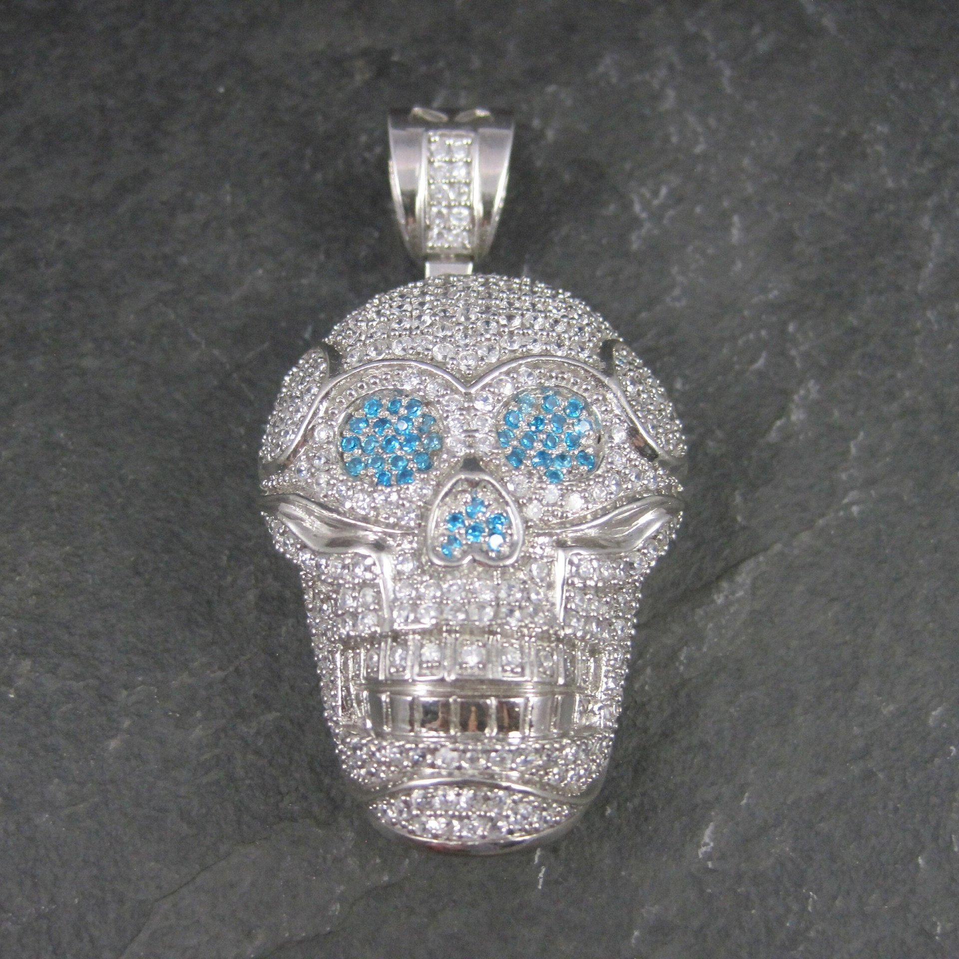 Huge Dimensional Sterling Skull Pendant