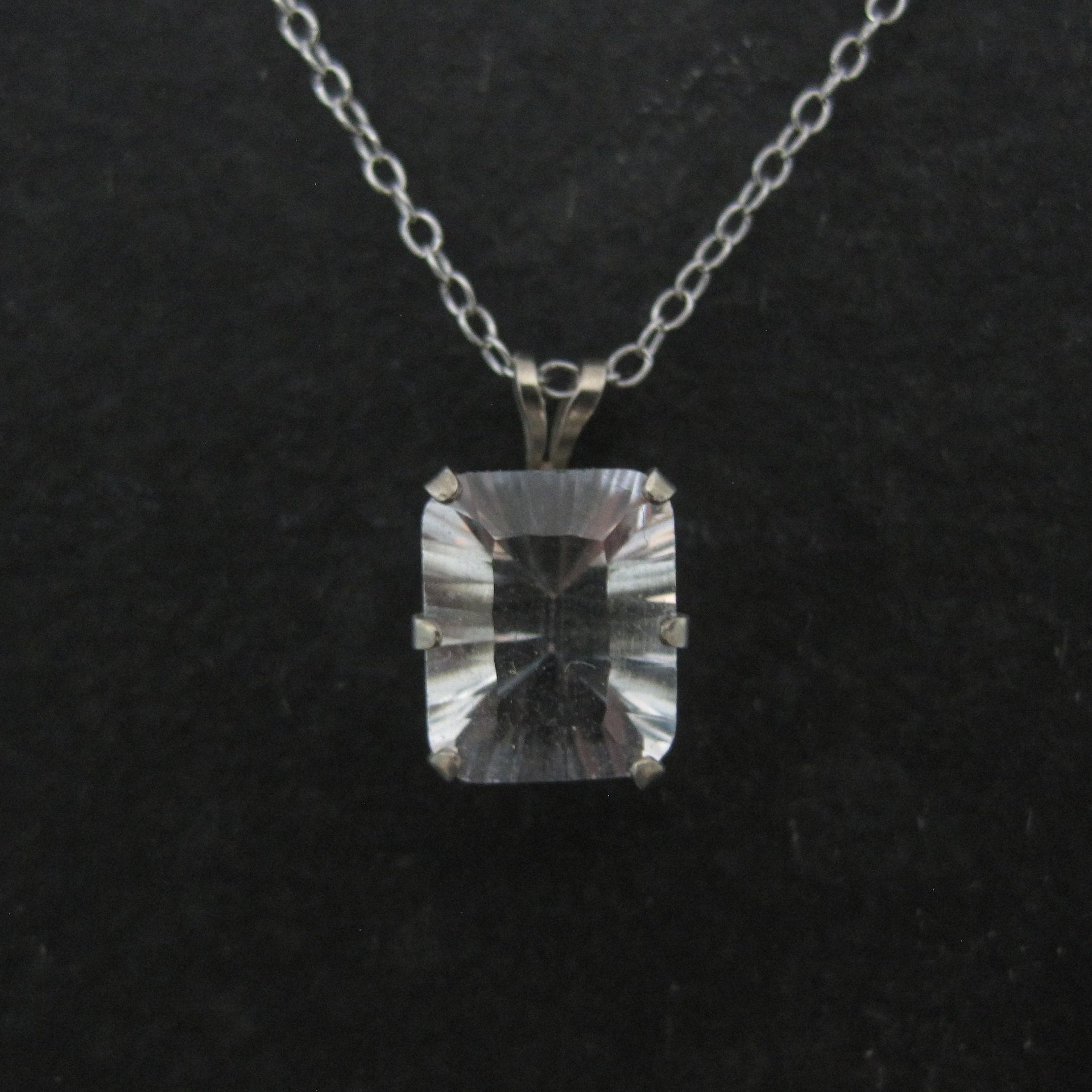 Simple Sterling White Topaz Solitaire Pendant Necklace
