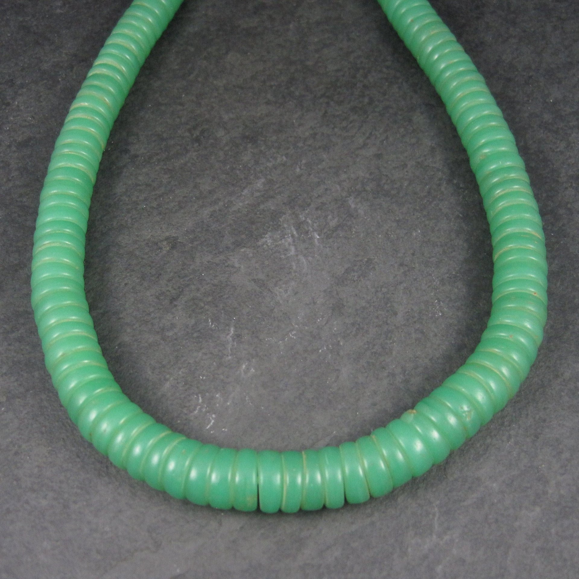 Antique African Green Glass Trade Bead Necklace