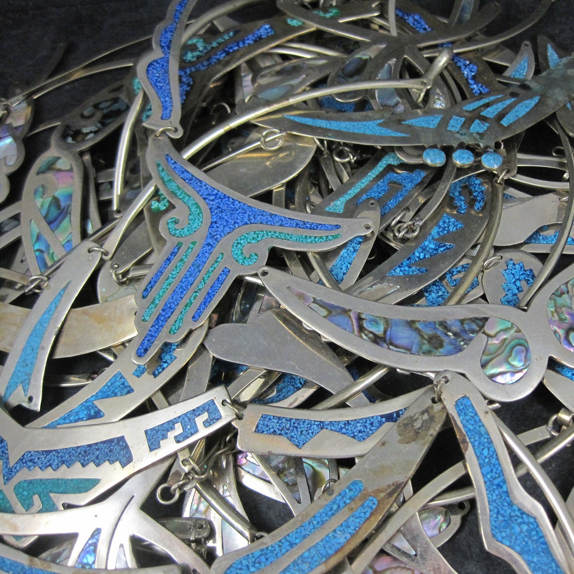 Vintage Alpaca Inlay Necklace Job Lot