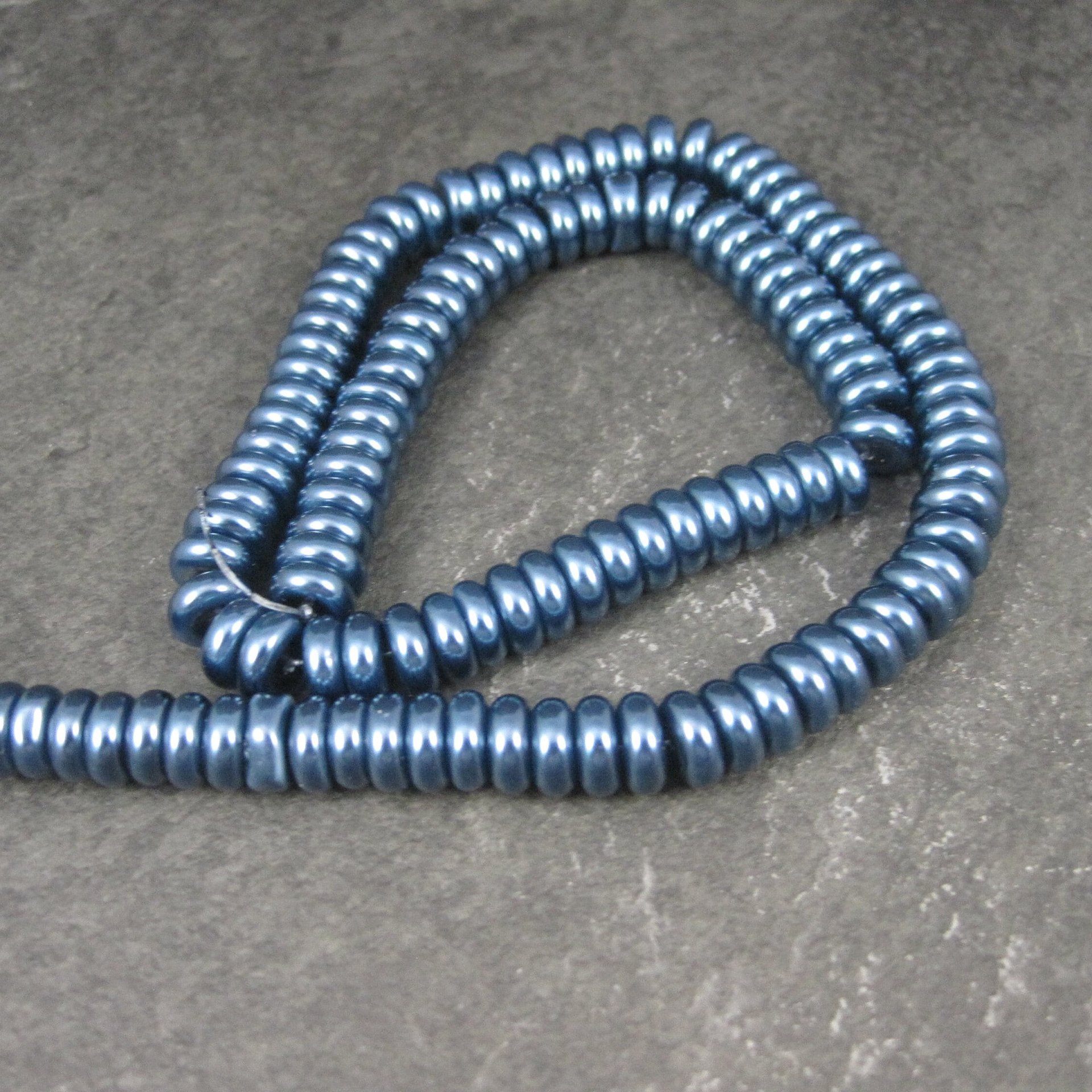 Dark Blue Glass Pearl Rondelle Bead Strand 3x8mm 120 Beads