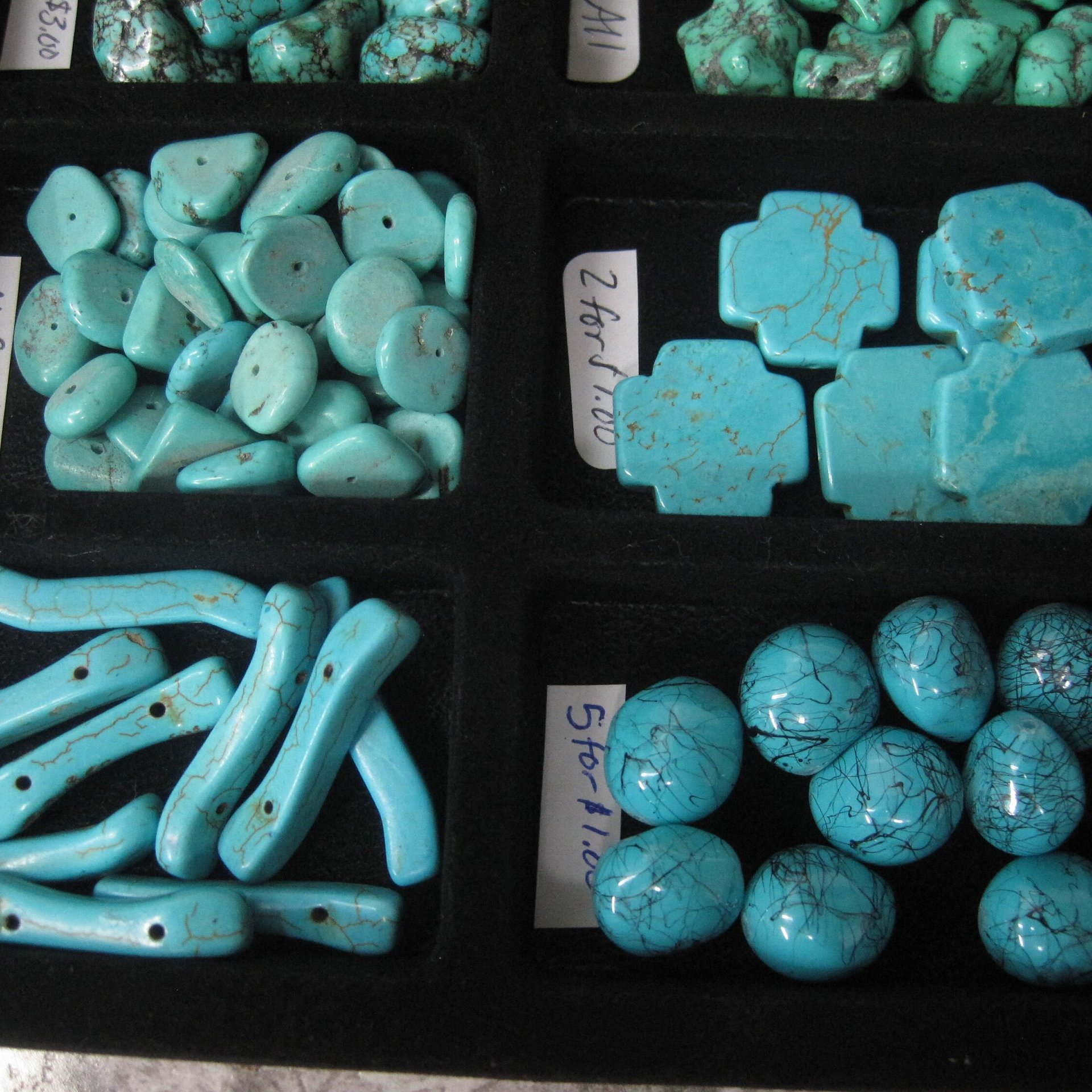 Large Lot of Blue Beads 18 Types New Old Stock