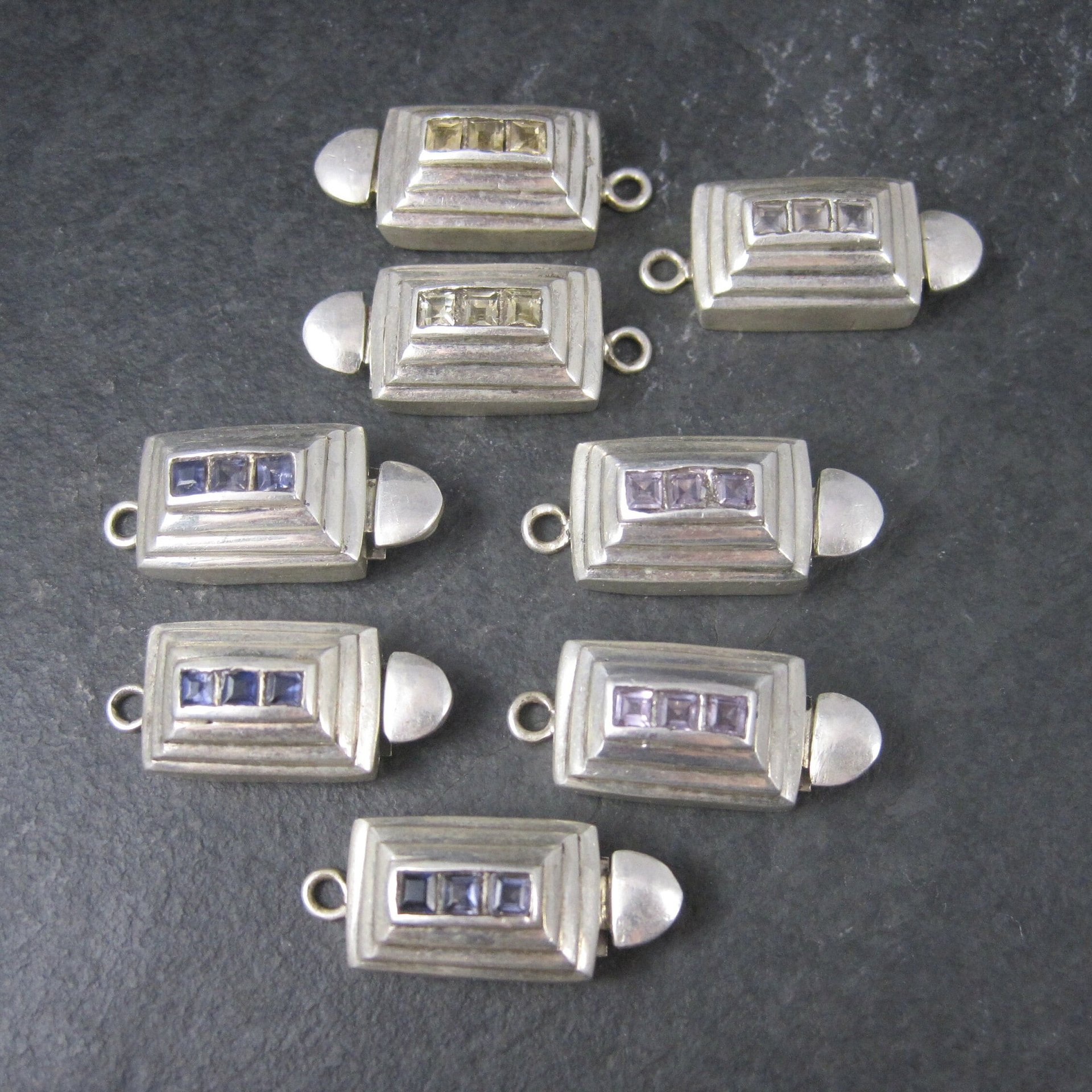 Destash Lot Sterling Gemstone Box Clasps