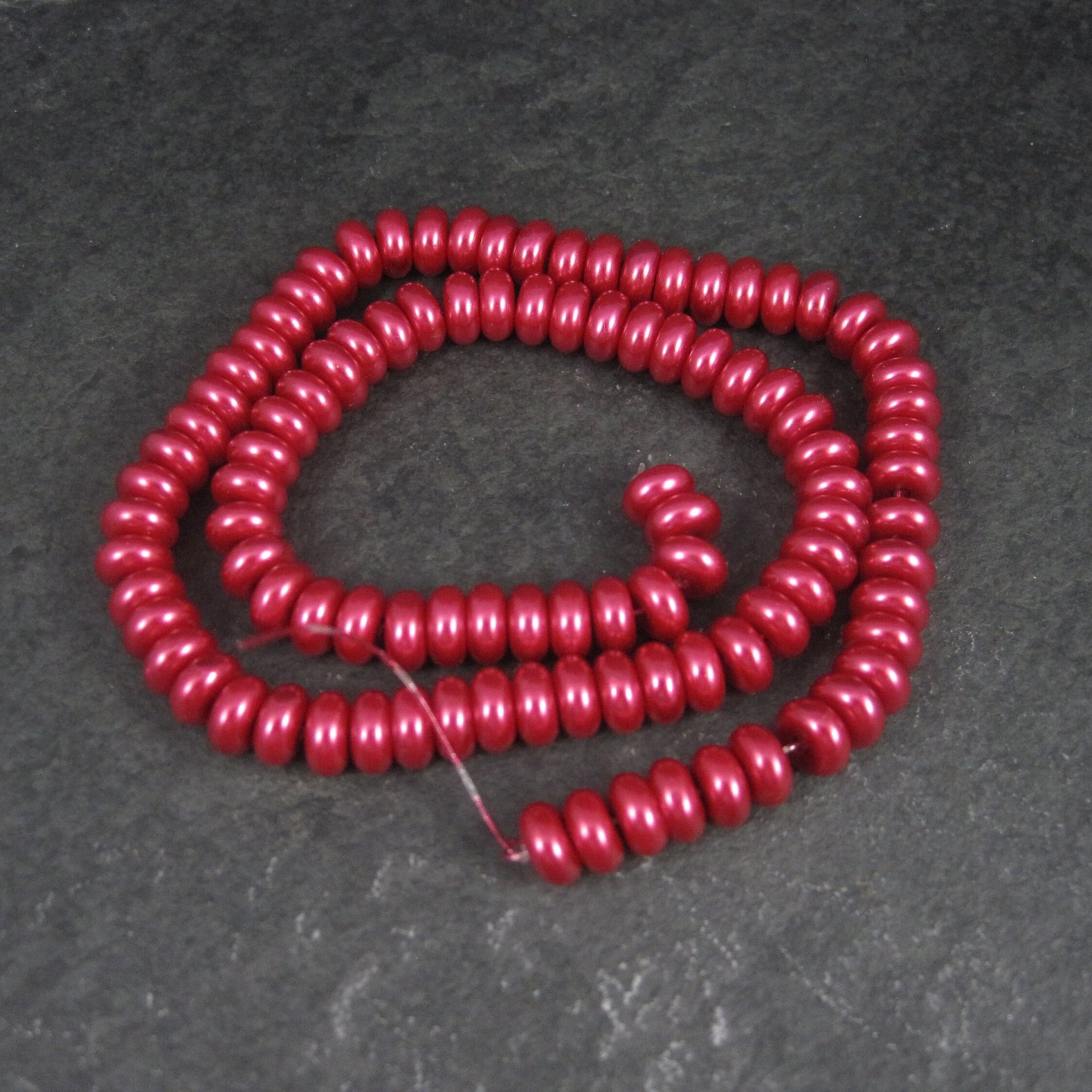 Pink Glass Pearl Rondelle Bead Strand 3x8mm 102 Beads
