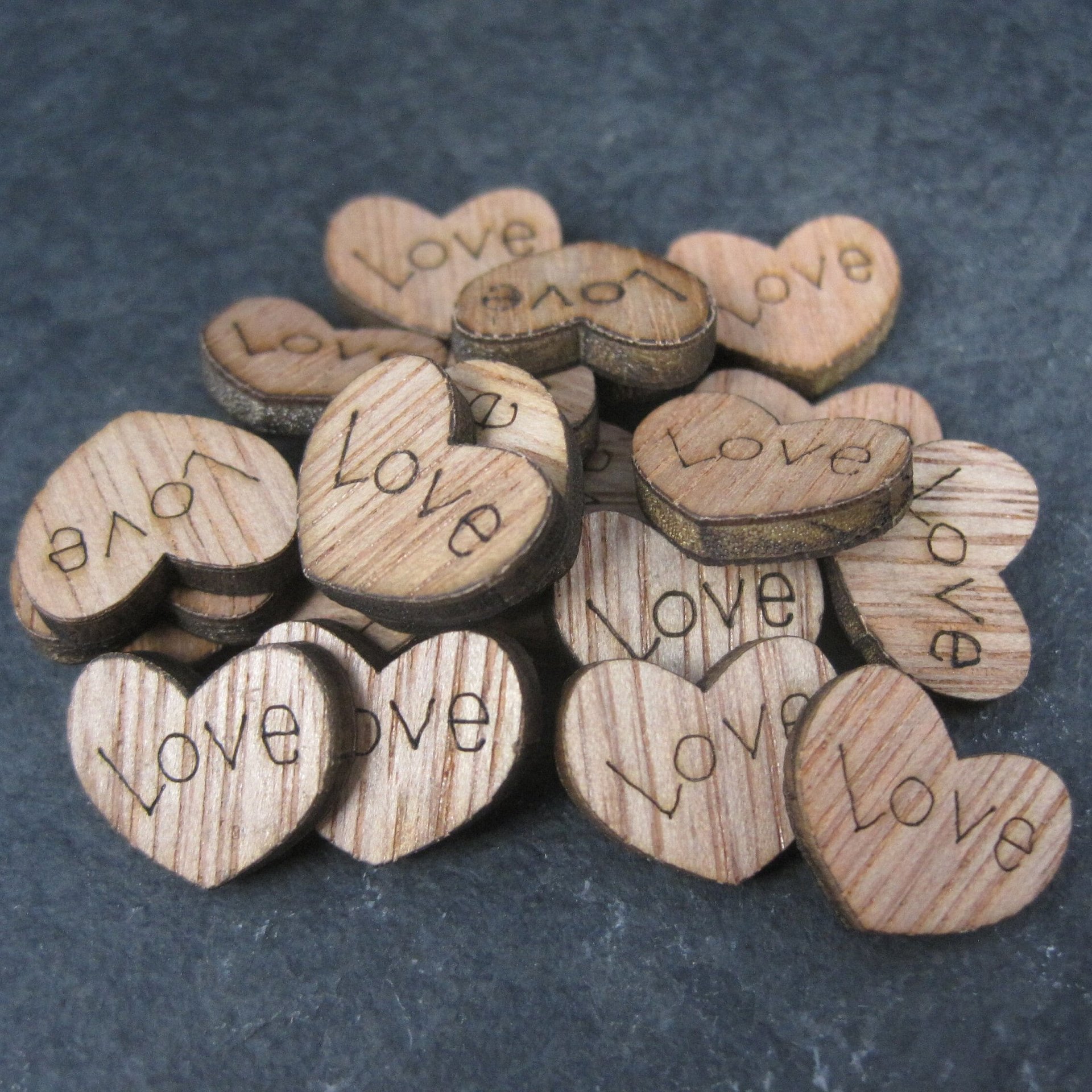 Wedding Table Confetti 100 Tiny Wooden Hearts