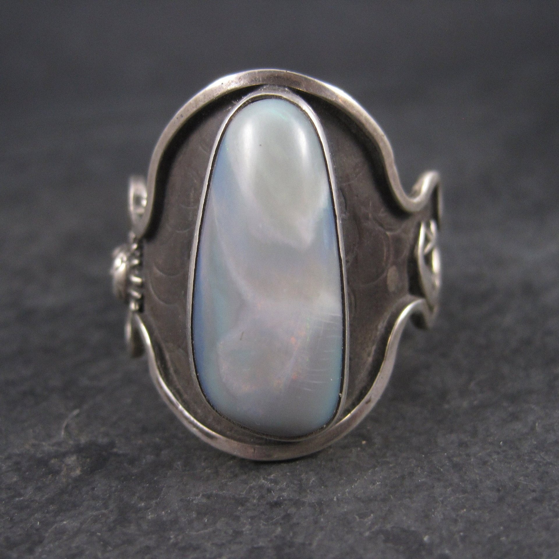 Huge Mens Celestial Moon Star Black Opal Ring Size 19
