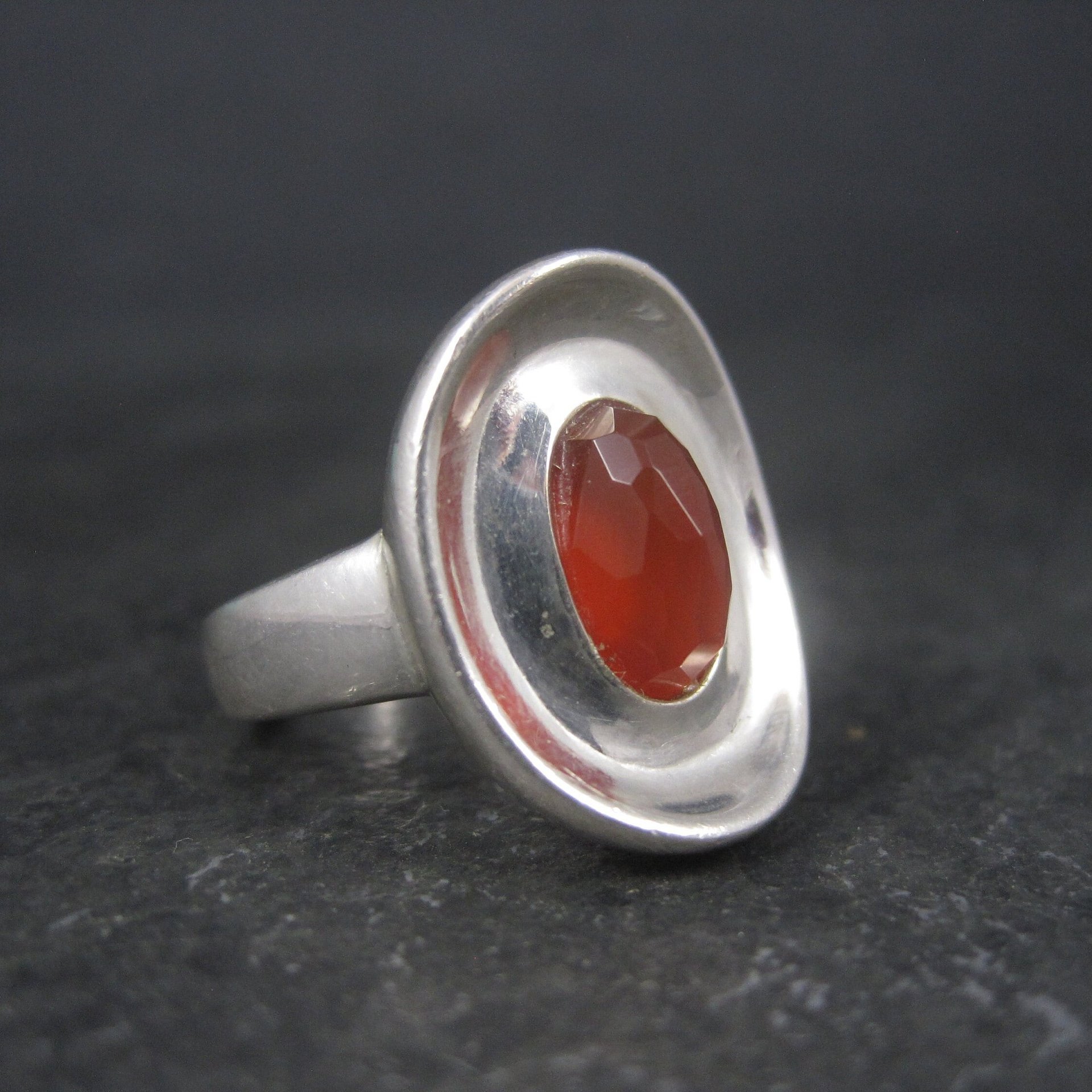 Robert Lee Morris Sterling Carnelian Puddle Ring Size 6 Retired