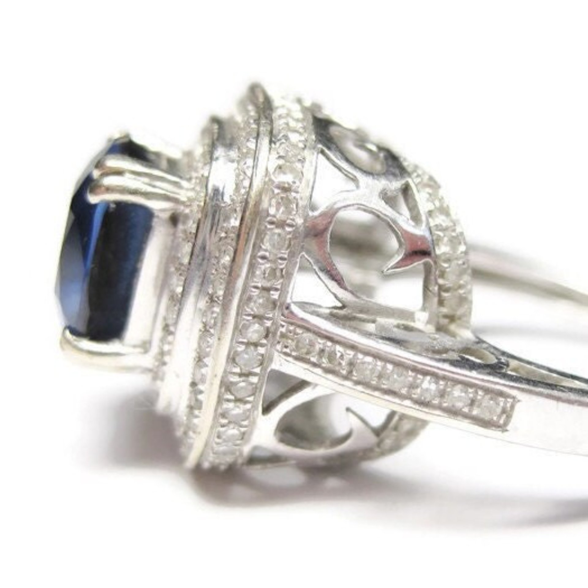 Vintage 14K Sapphire Diamond Engagement Ring Size 6