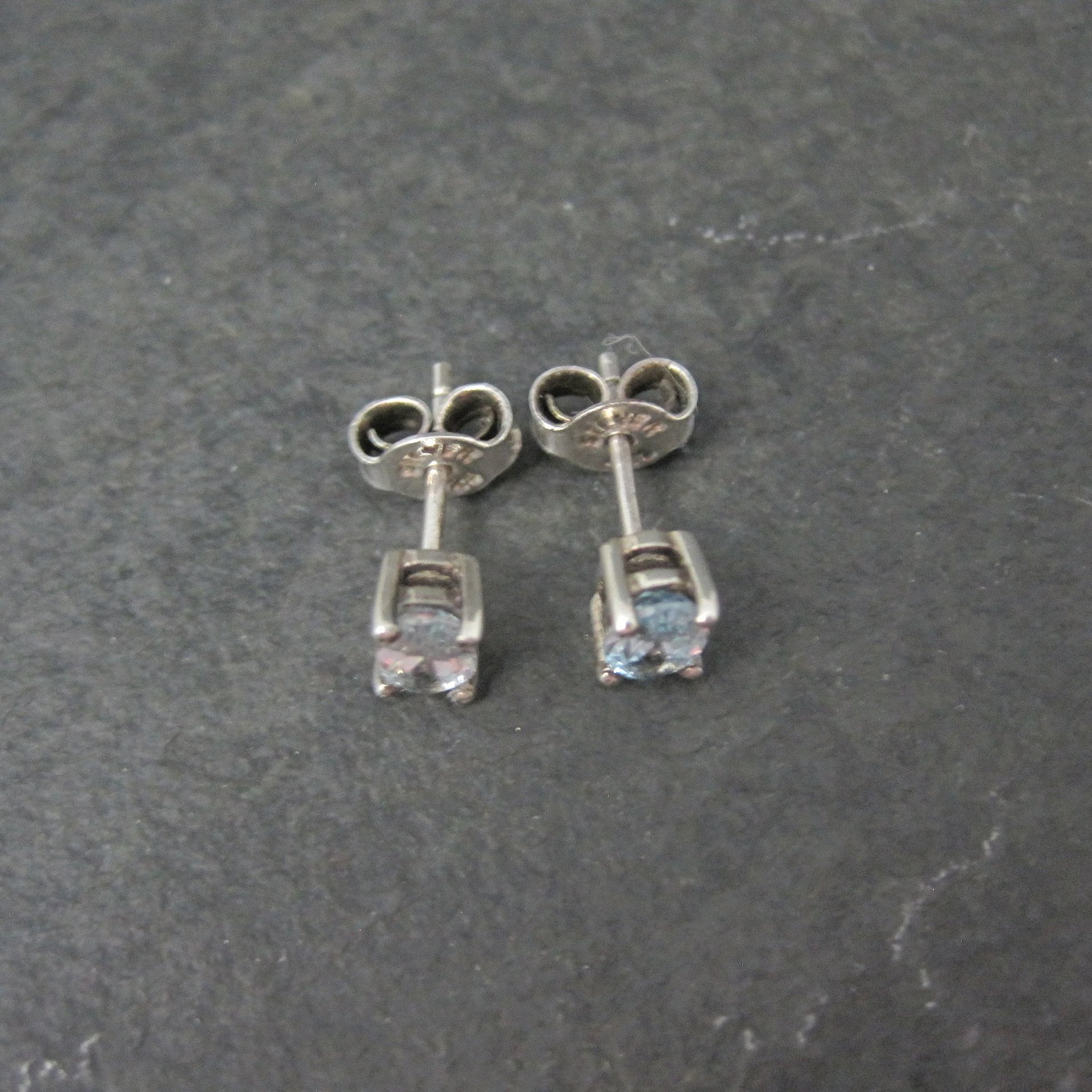 Simple Sterling Blue Topaz Stud Earrings Oval 4x6mm