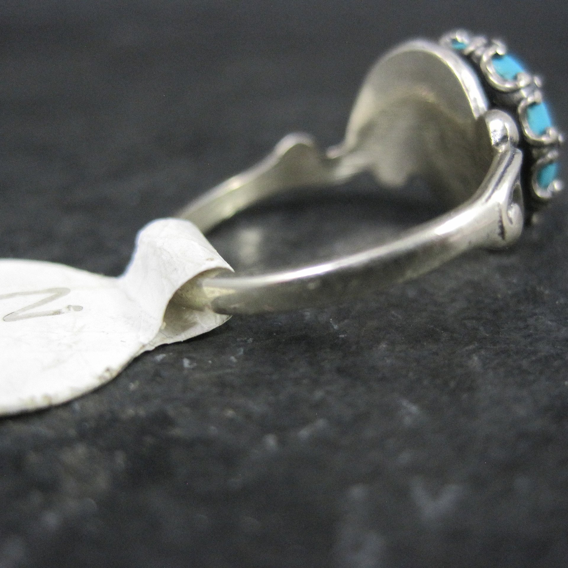 Vintage Art Deco Style Turquoise Ring Serling Silver New Old Stock Sizes 6 and 6.5