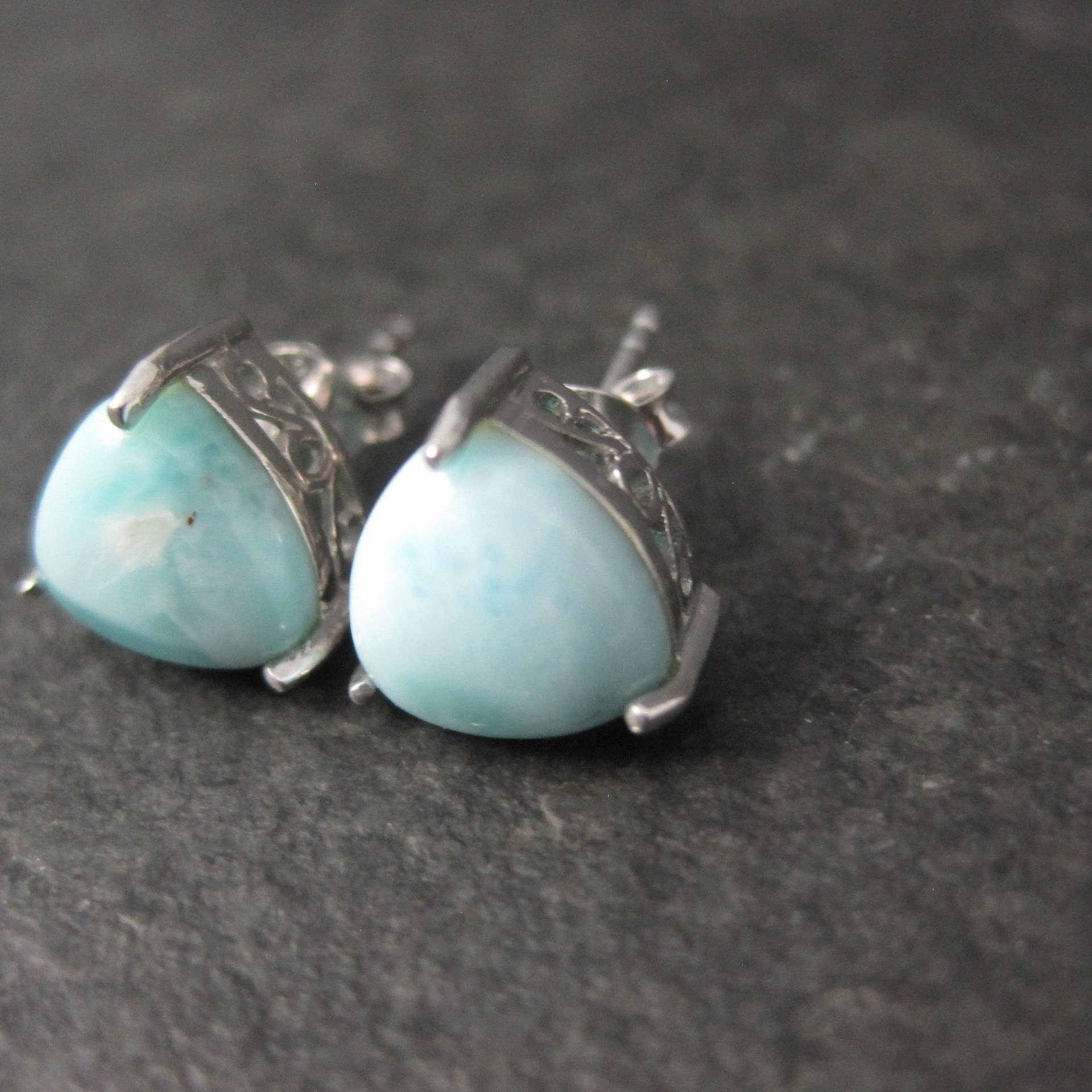 10mm Larimar Stud Earrings Sterling Silver