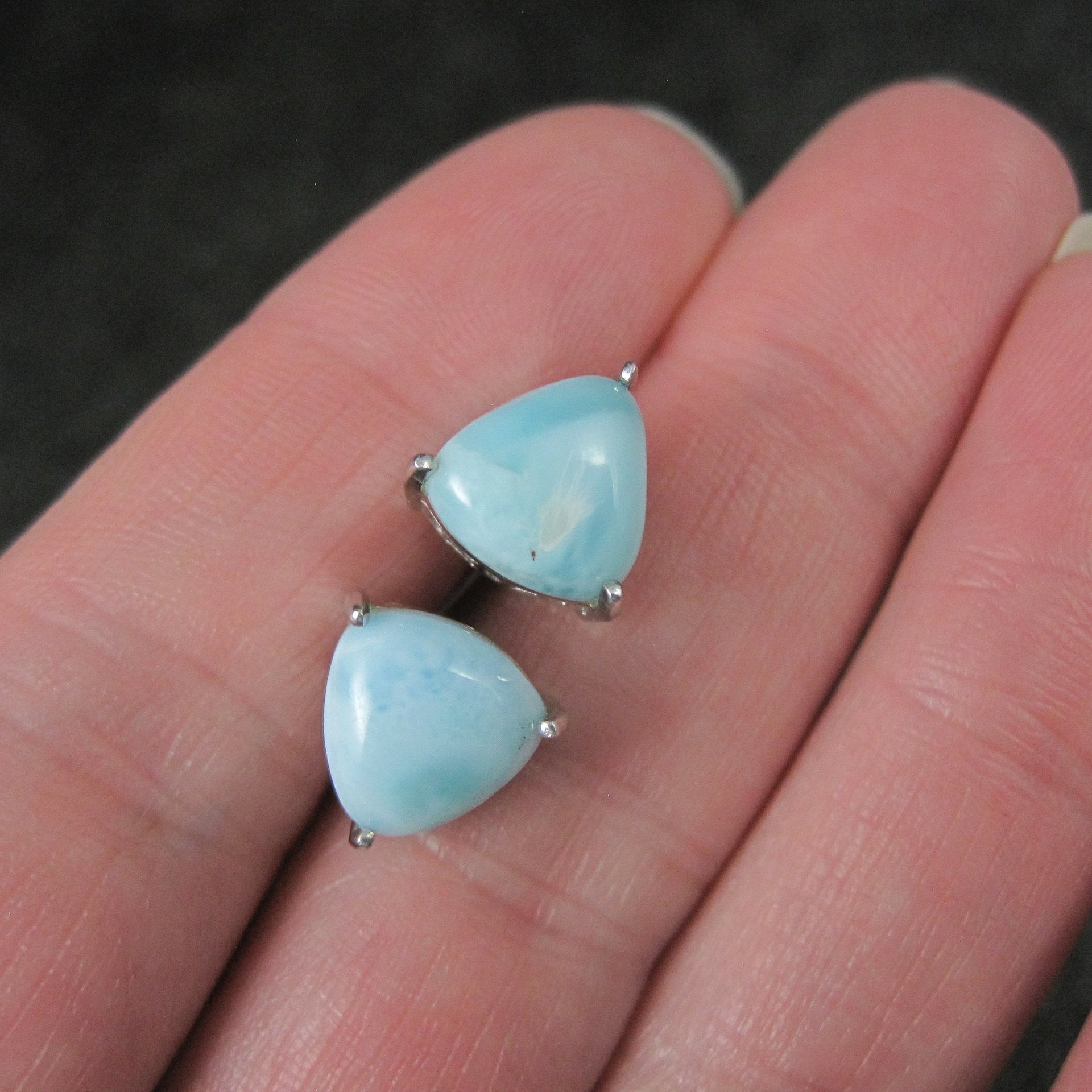 10mm Larimar Stud Earrings Sterling Silver