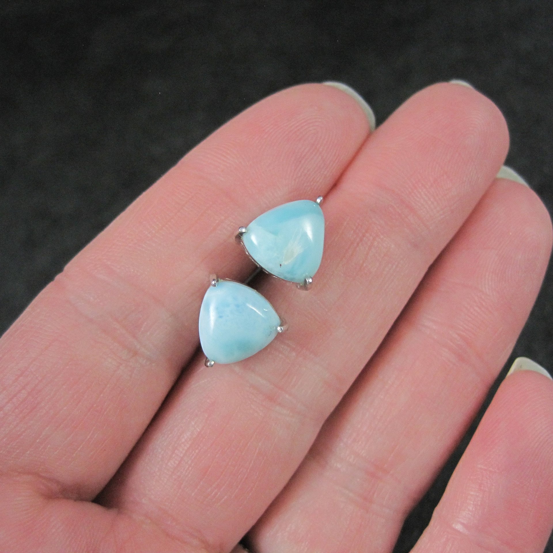 10mm Larimar Stud Earrings Sterling Silver