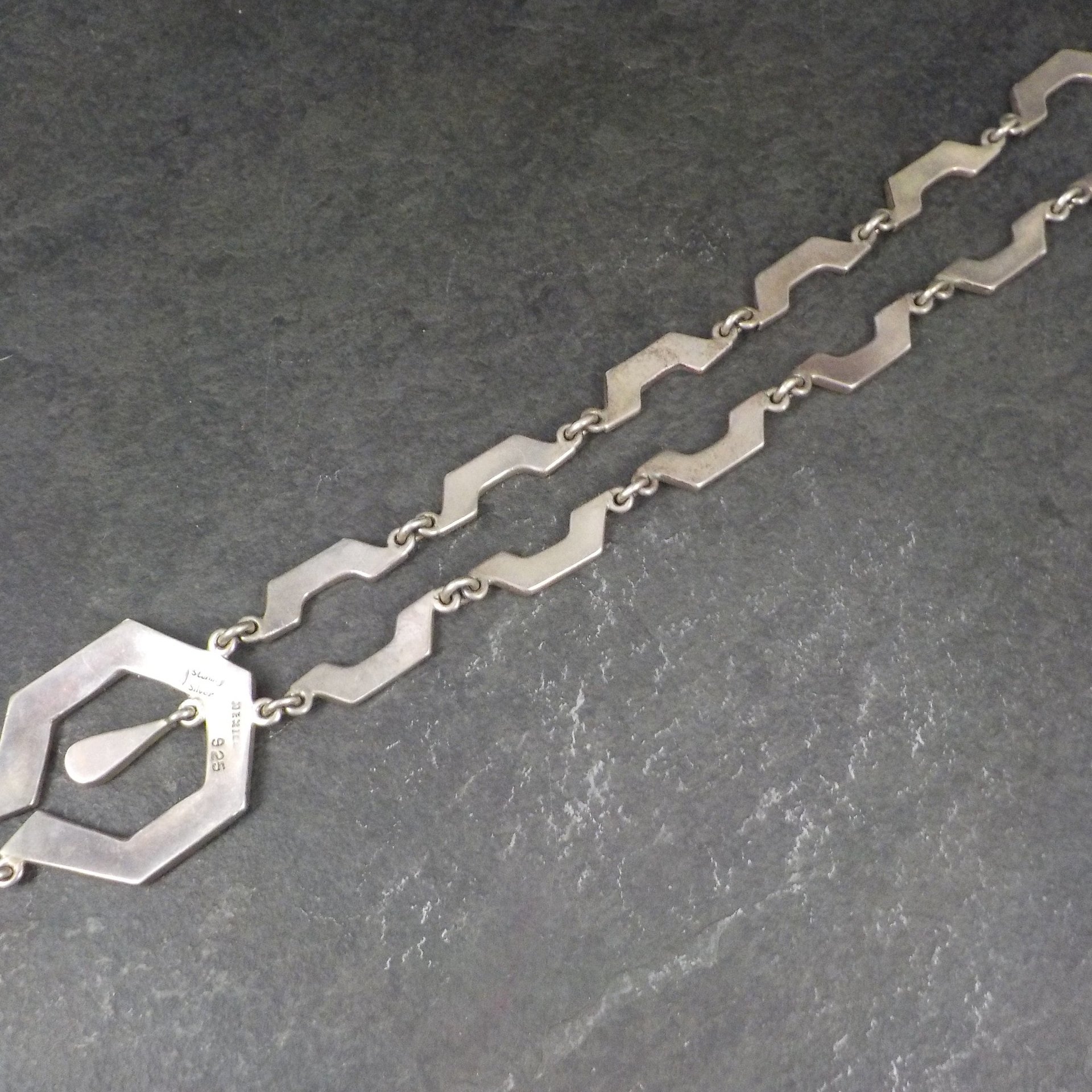 Vintage Mexican Silver Sodalite Inlay Necklace