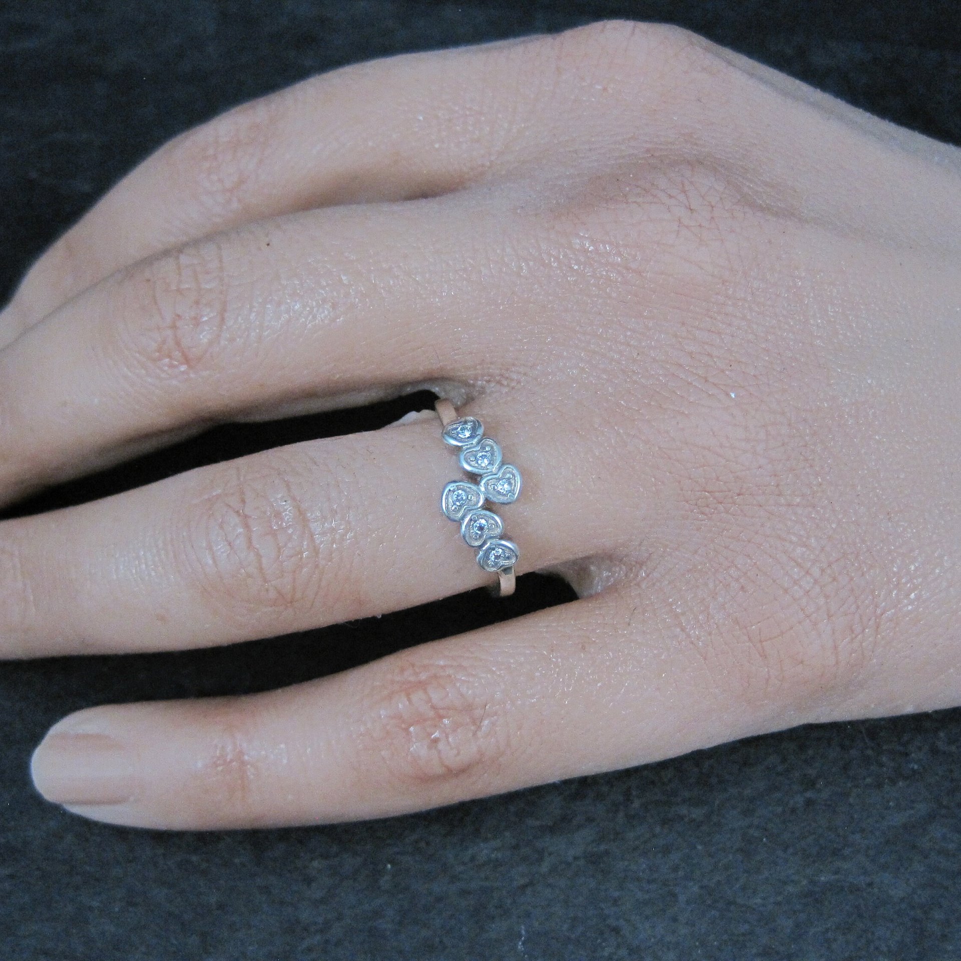Dainty Sterling Silver Heart Ring Italian Silver Crossover New Old Stock