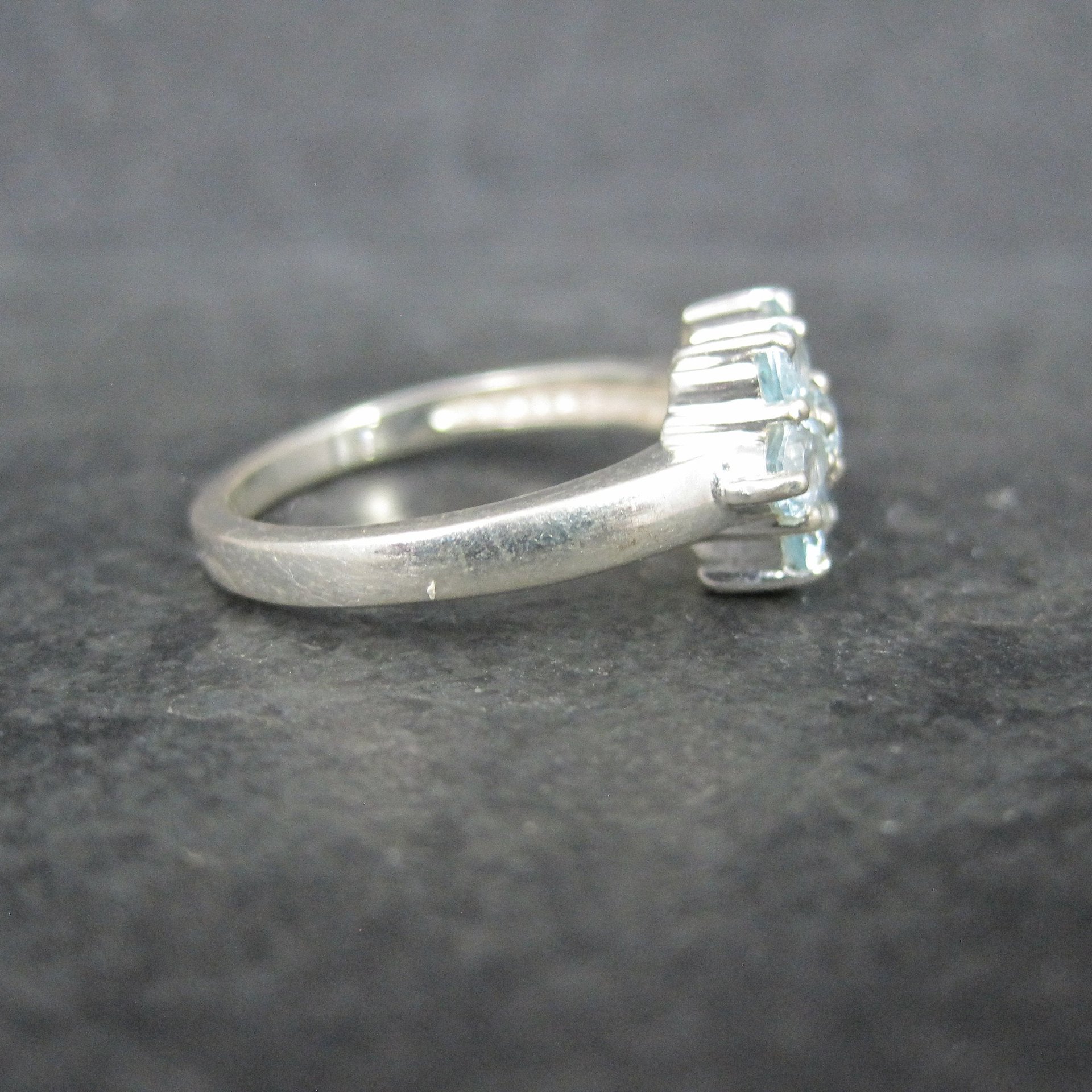 Blue Topaz Cluster Ring Sterling Silver Size 7