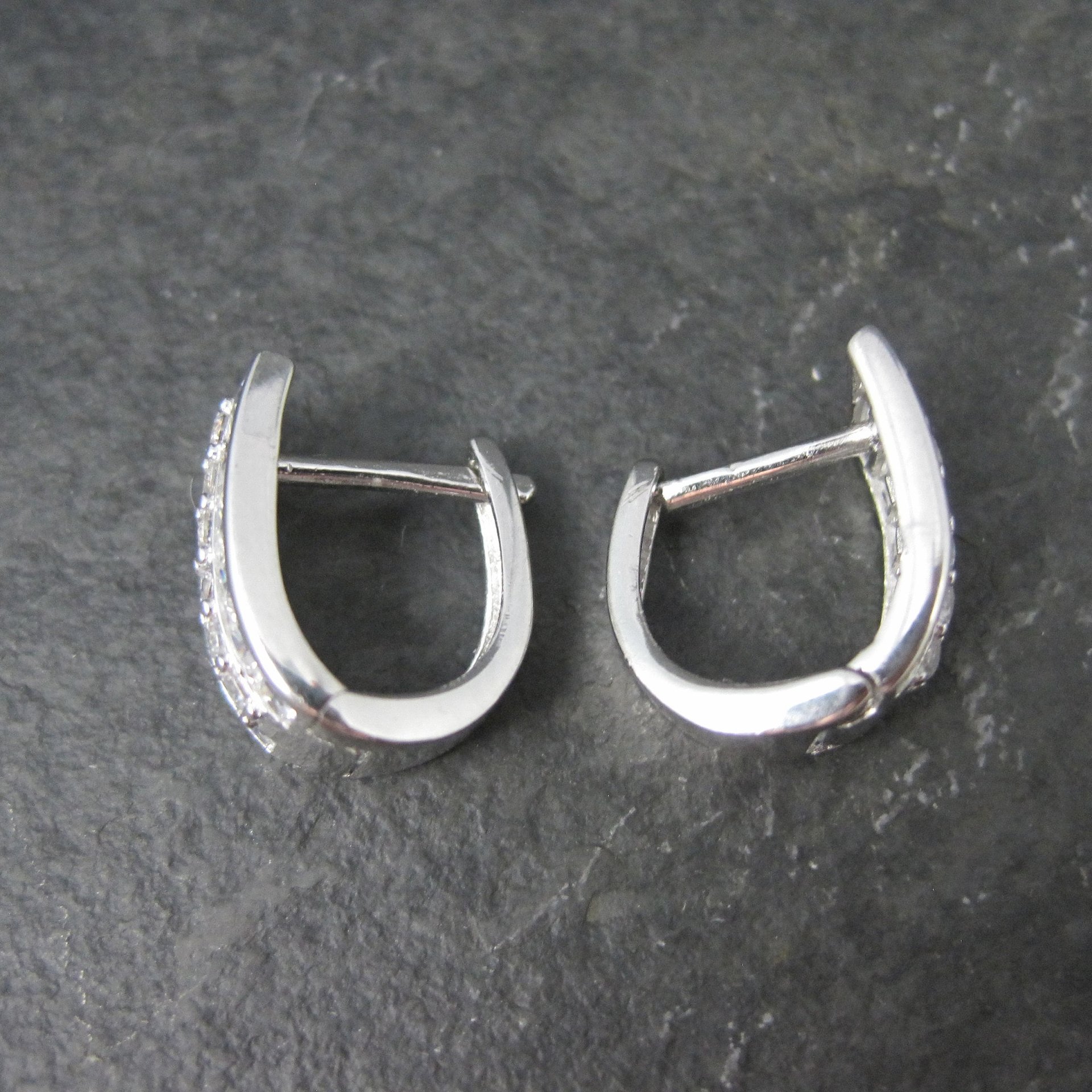 Cubic Zirconia Latch Back Earrings Sterling Silver Estate Jewelry